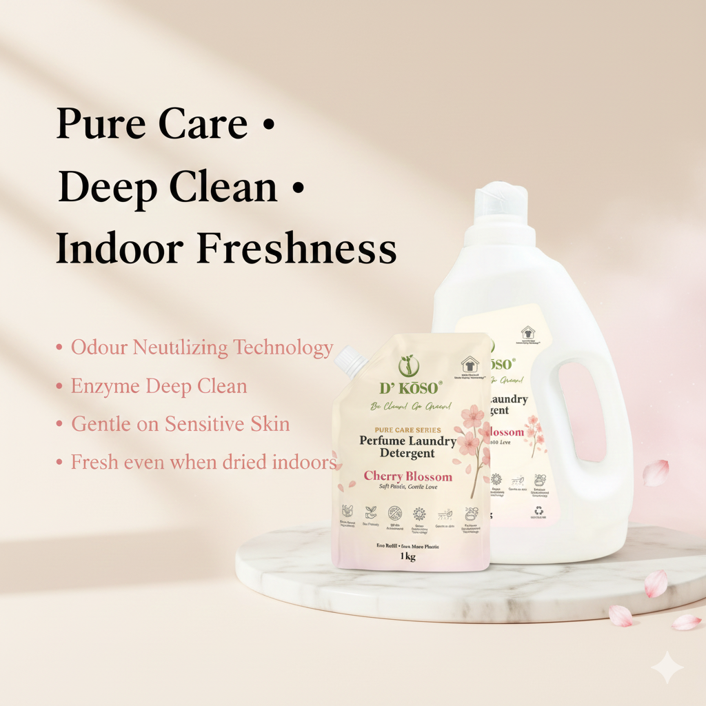 [Buy 2 Free 1] D’KOSO Indoor Drying Laundry Detergent Bundle – 2×2kg + Free 1×1kg Refill