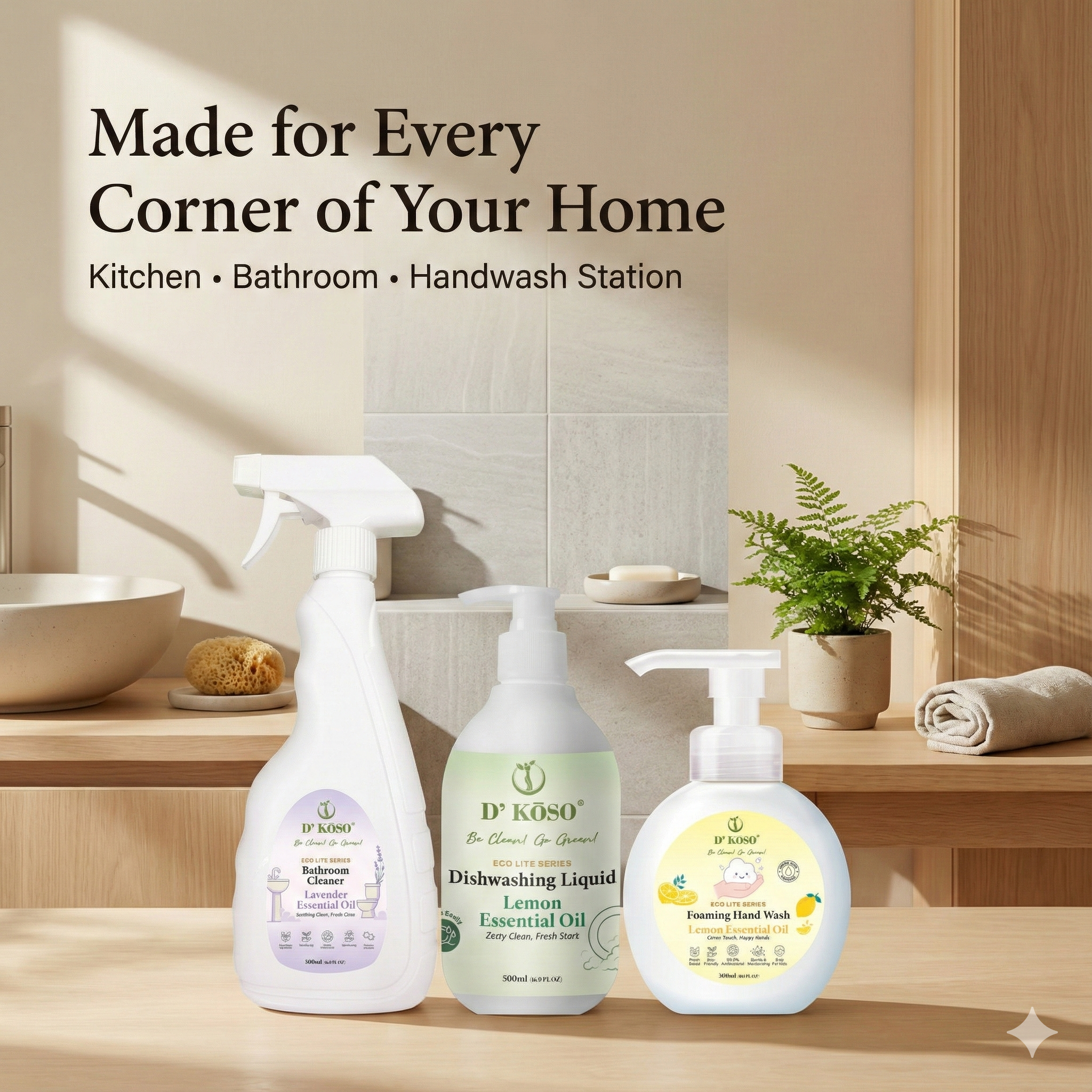 [Mix & Match] D’KOSO Eco Lite Cleaning Bundle – Choose Any 2 (Bathroom / Dishwashing / Handwash)