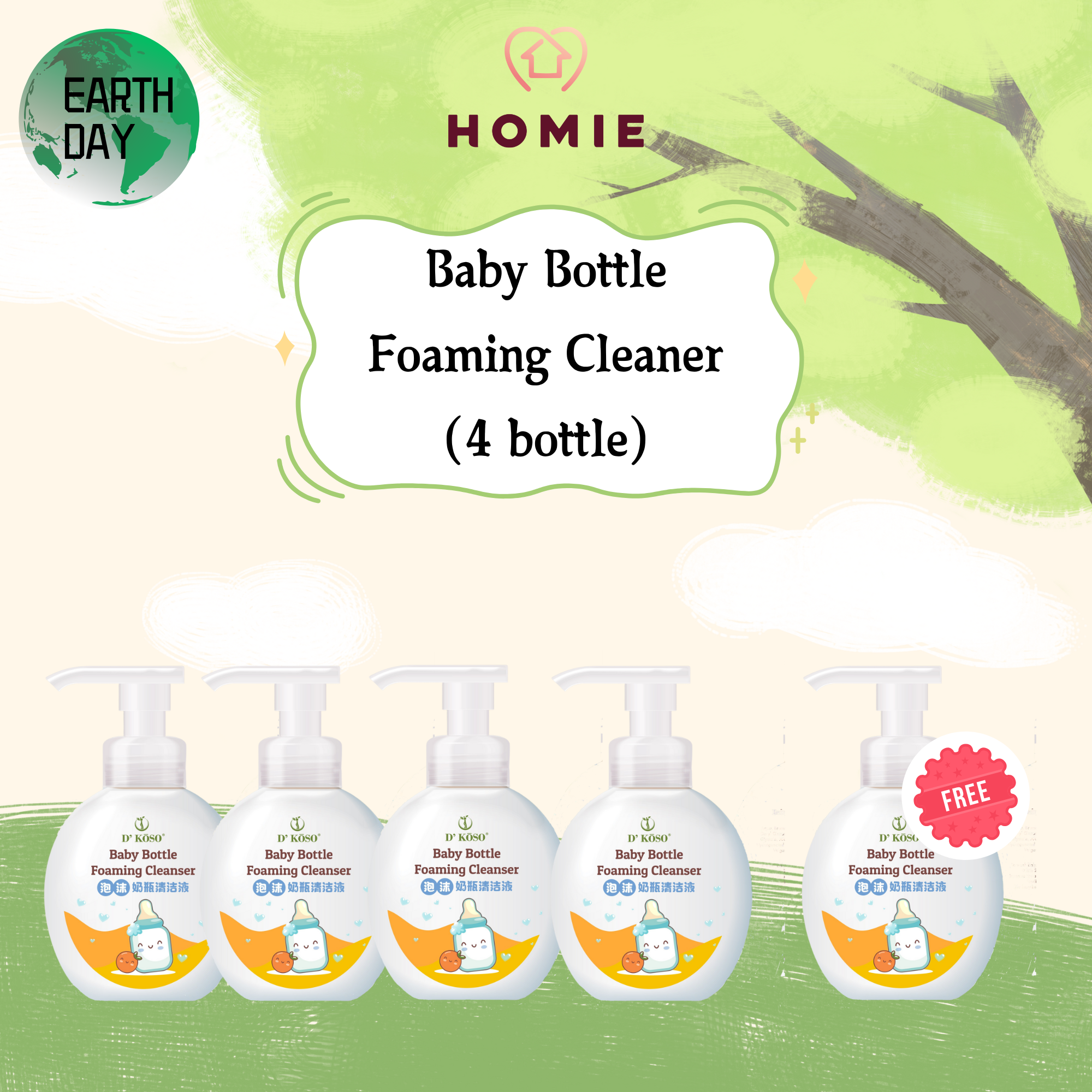 [buy 4 free 1] Foaming Baby bottle Cleaner - Free 500ml Baby Bottle Cleaner