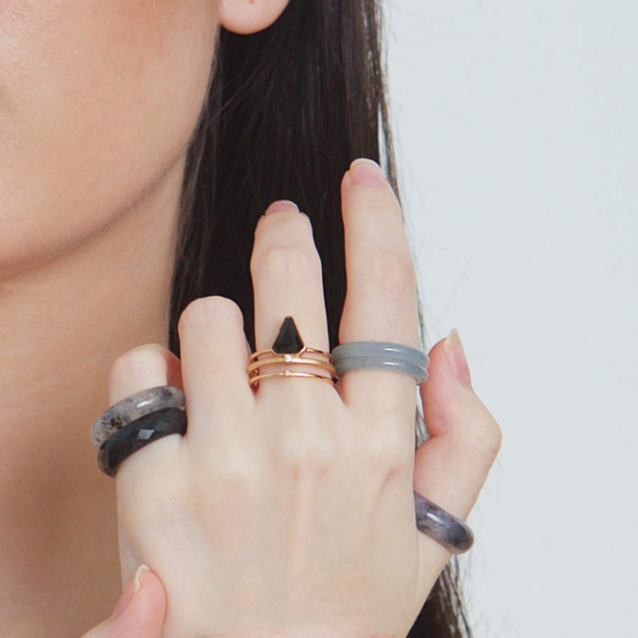 18K Rose Gold Omphacite Jade Ring (PJA00087)