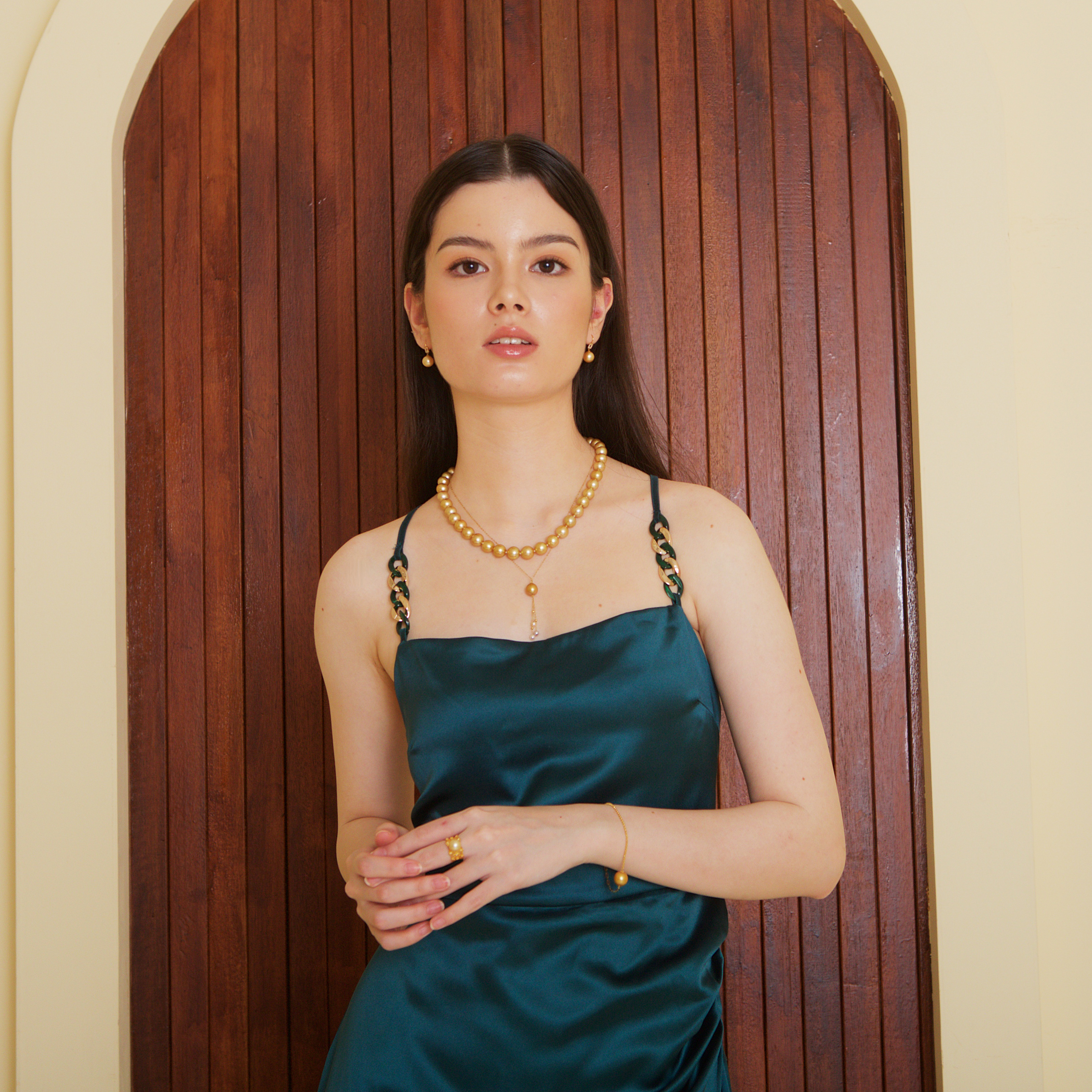 Natural Golden South Sea Pearl Necklace (PPE00017)