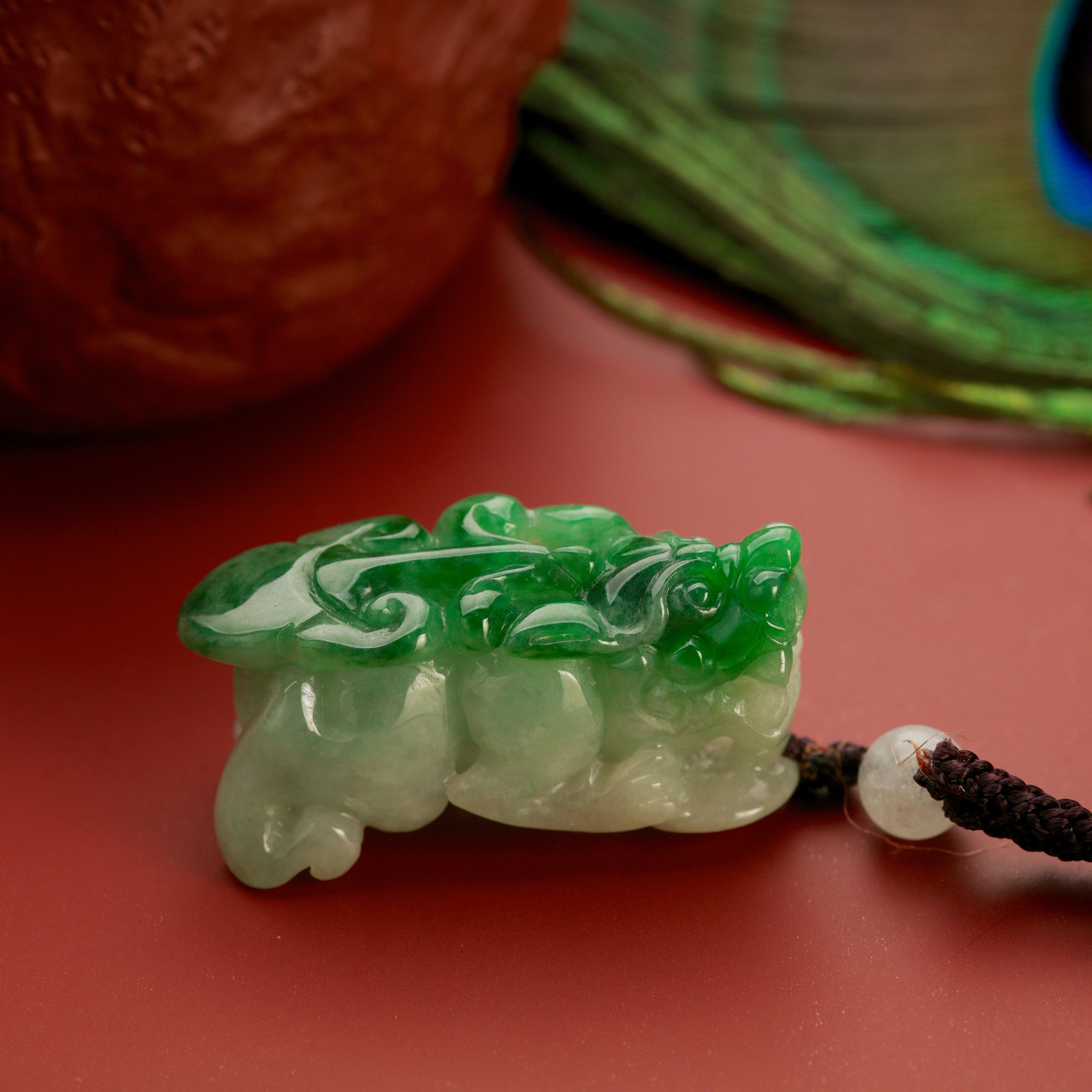 Green Pixiu - Jadeite Ornament (PJA00597)