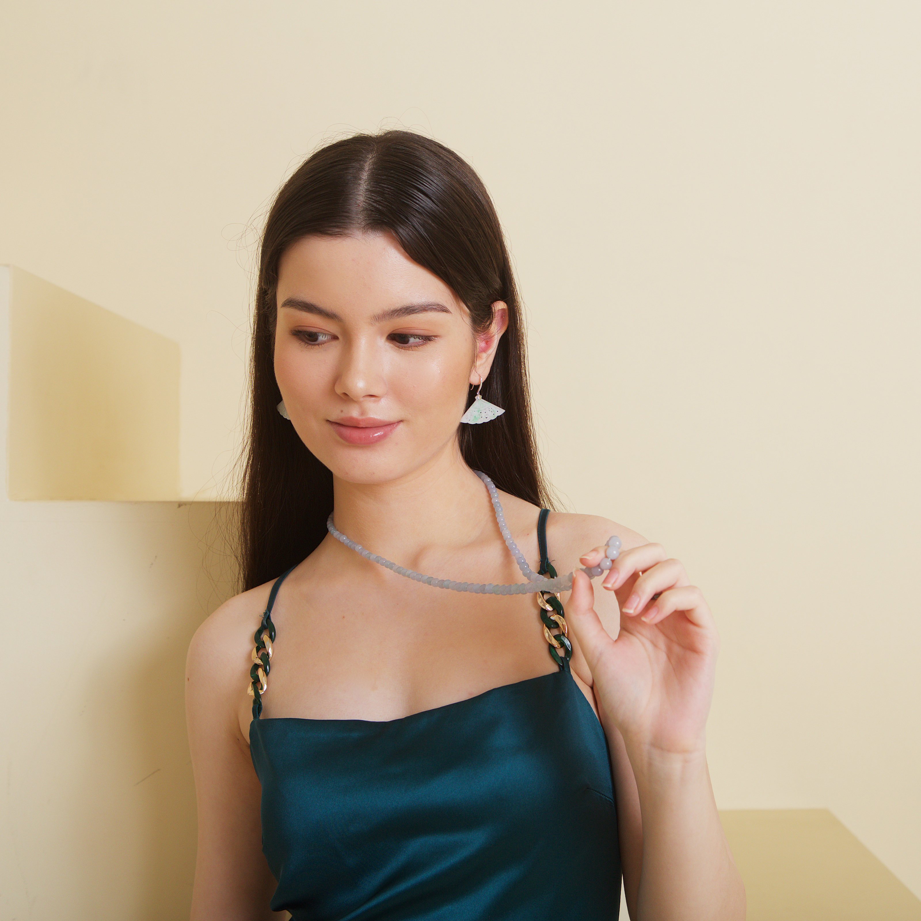 Lavender Jade Beads Necklace (PJA00165)