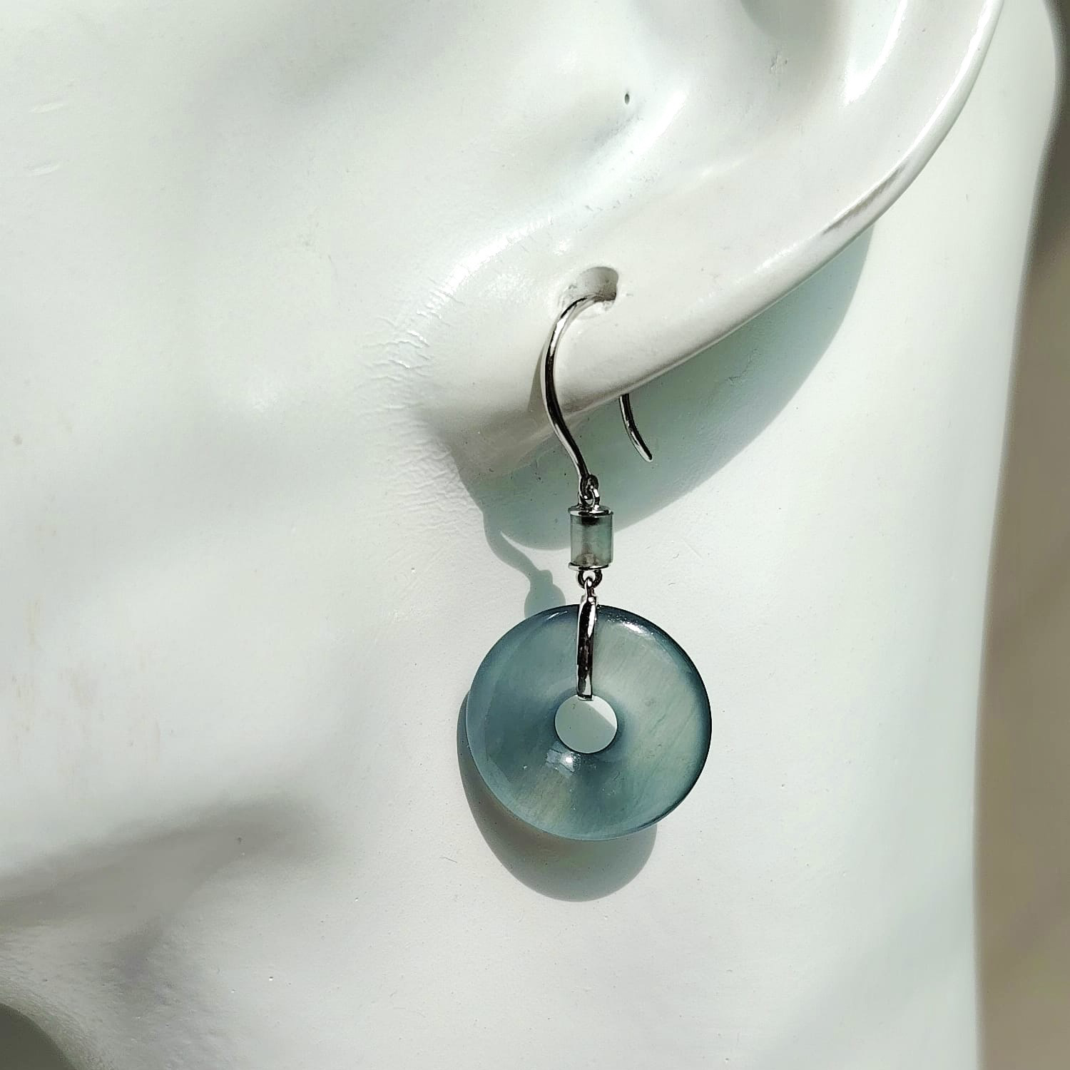 18K White Gold Bluish Donut Earrings (PJA01177)