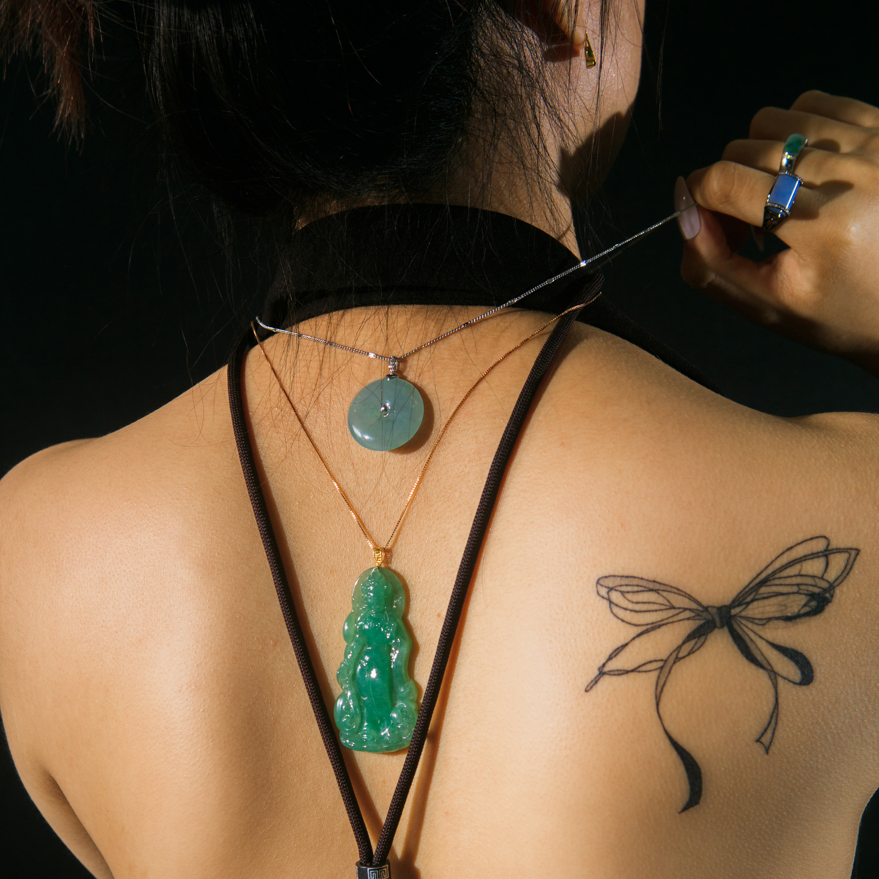 Bluish Safety Coin Jade Pendant (PJA00284)