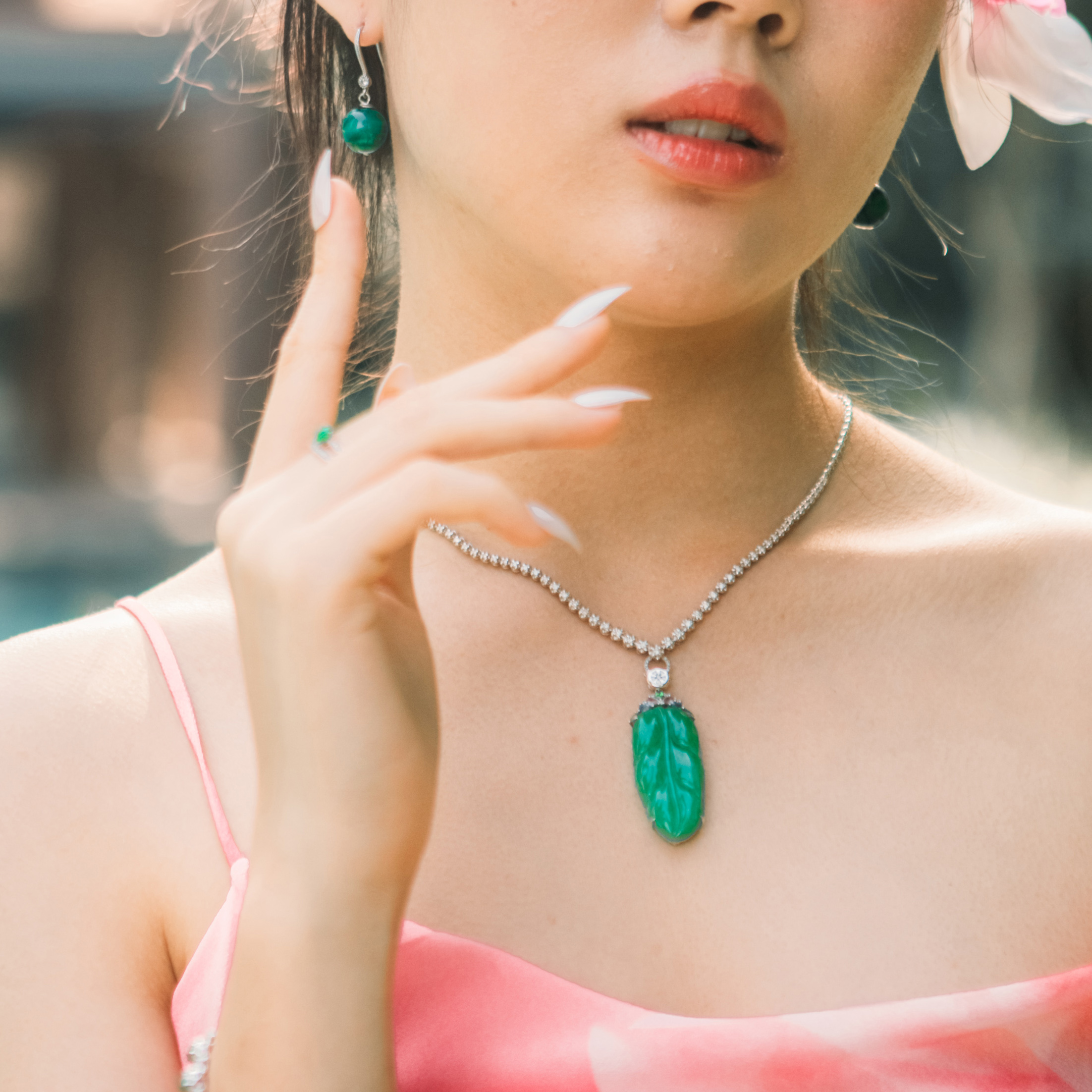 18K White Gold Leaf Pendant (PJA00550)