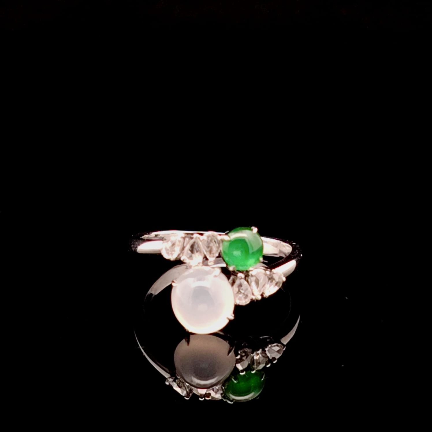 18K White Gold Jade Ring (PJA01331)