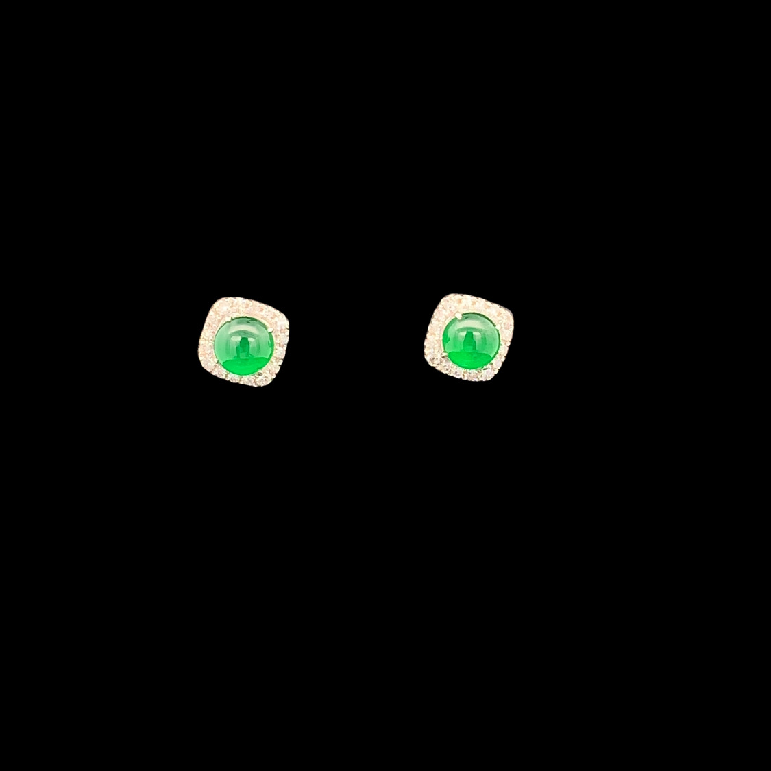 18K White Gold Green Jade Earrings (PJA00632A)