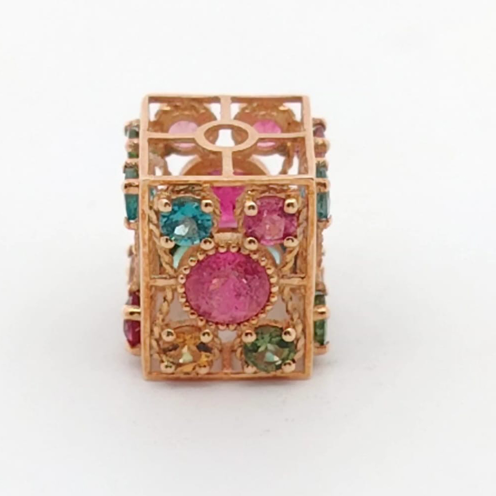 18K Yellow Gold Multicolour Tourmaline Pendant/Charm (POT00029)