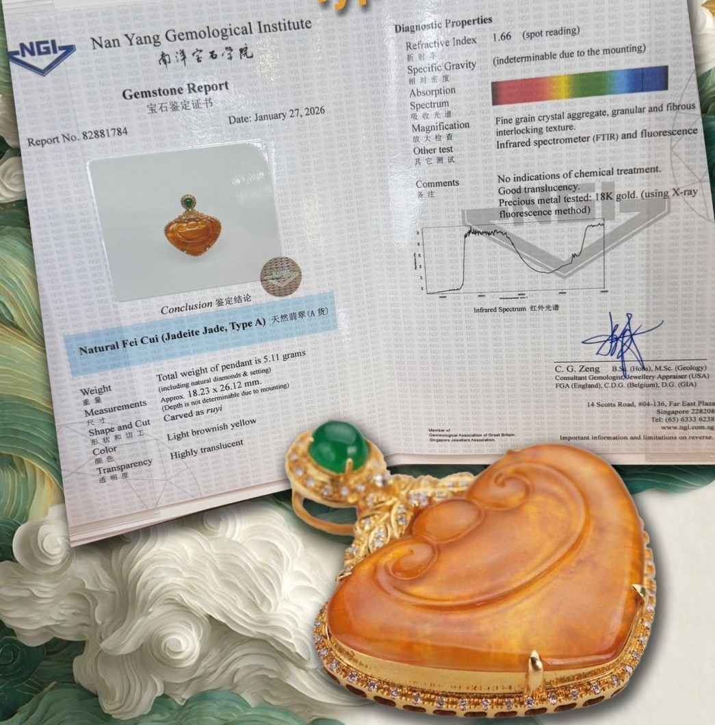 18K Yellow Gold Orange Ruyi Pendant (PJA00027)