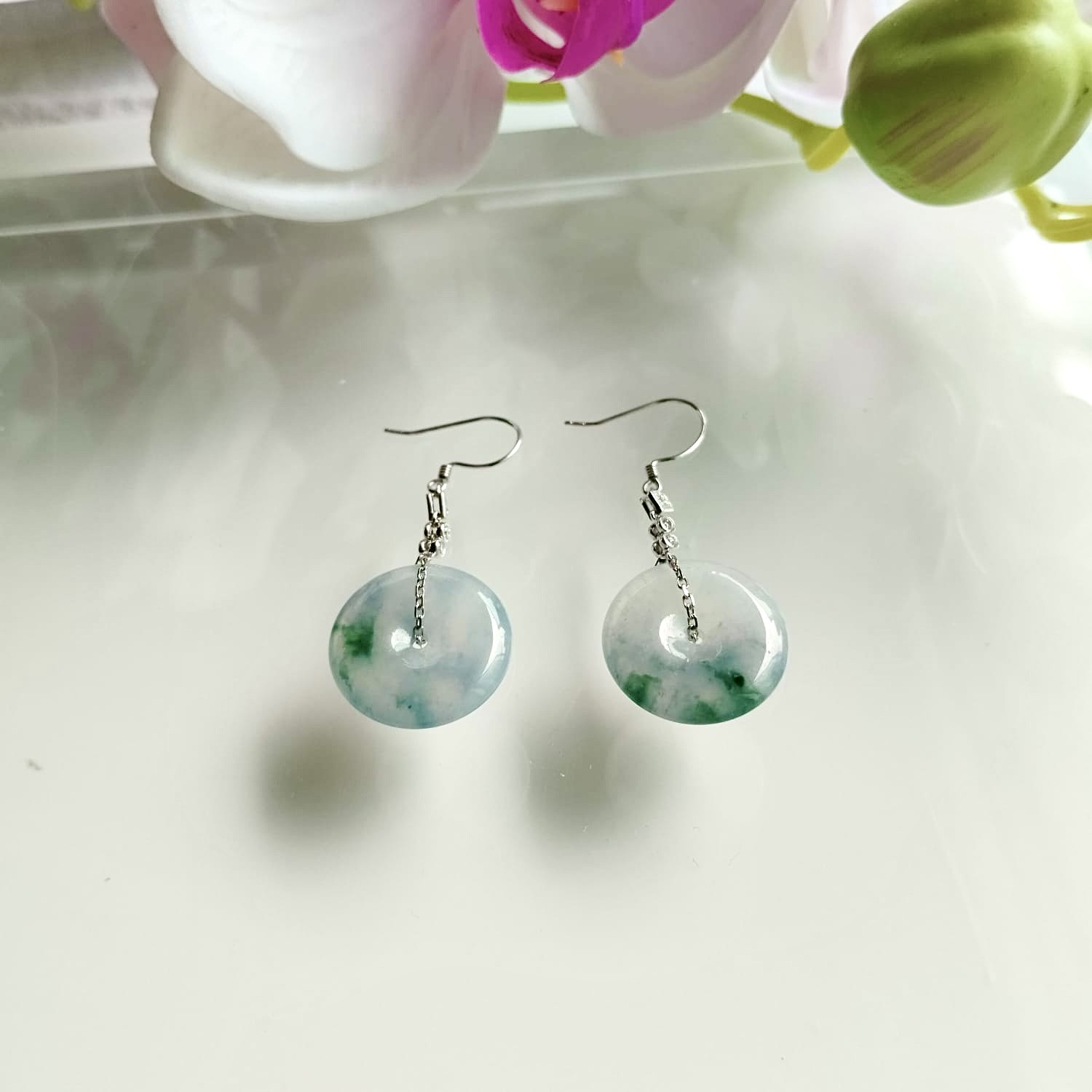 Monet 18K White Gold Safety Coin Earrings (PJA01069)