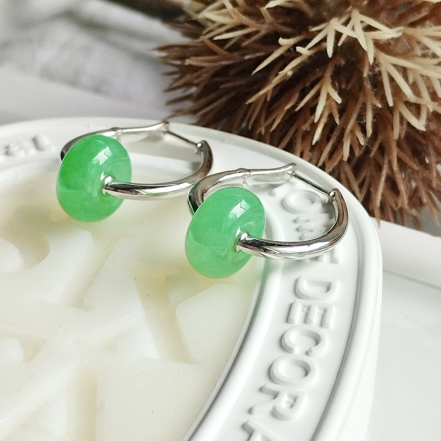 18K White Gold Hoop Donuts Earrings (PJA01030)