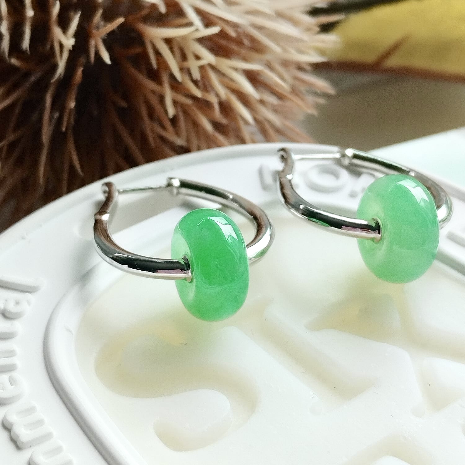 18K White Gold Hoop Donuts Earrings (PJA01030)