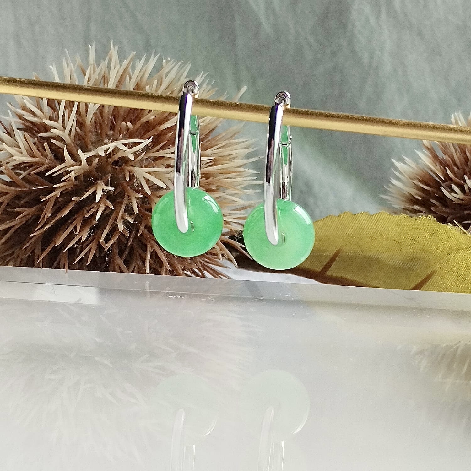 18K White Gold Hoop Donuts Earrings (PJA01030)