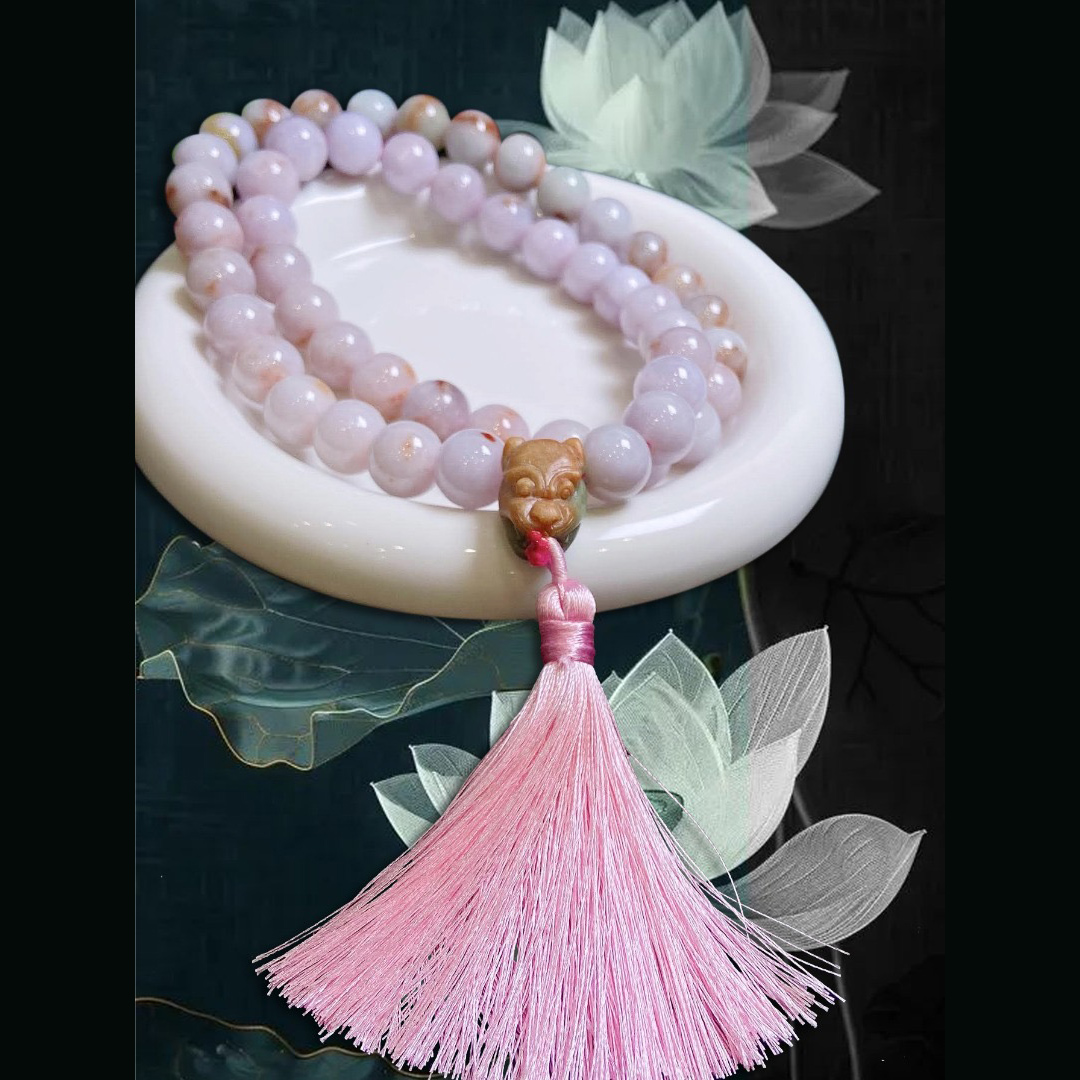 Lavender & Osmanthus Mottled Jade Necklace (PJA01055)
