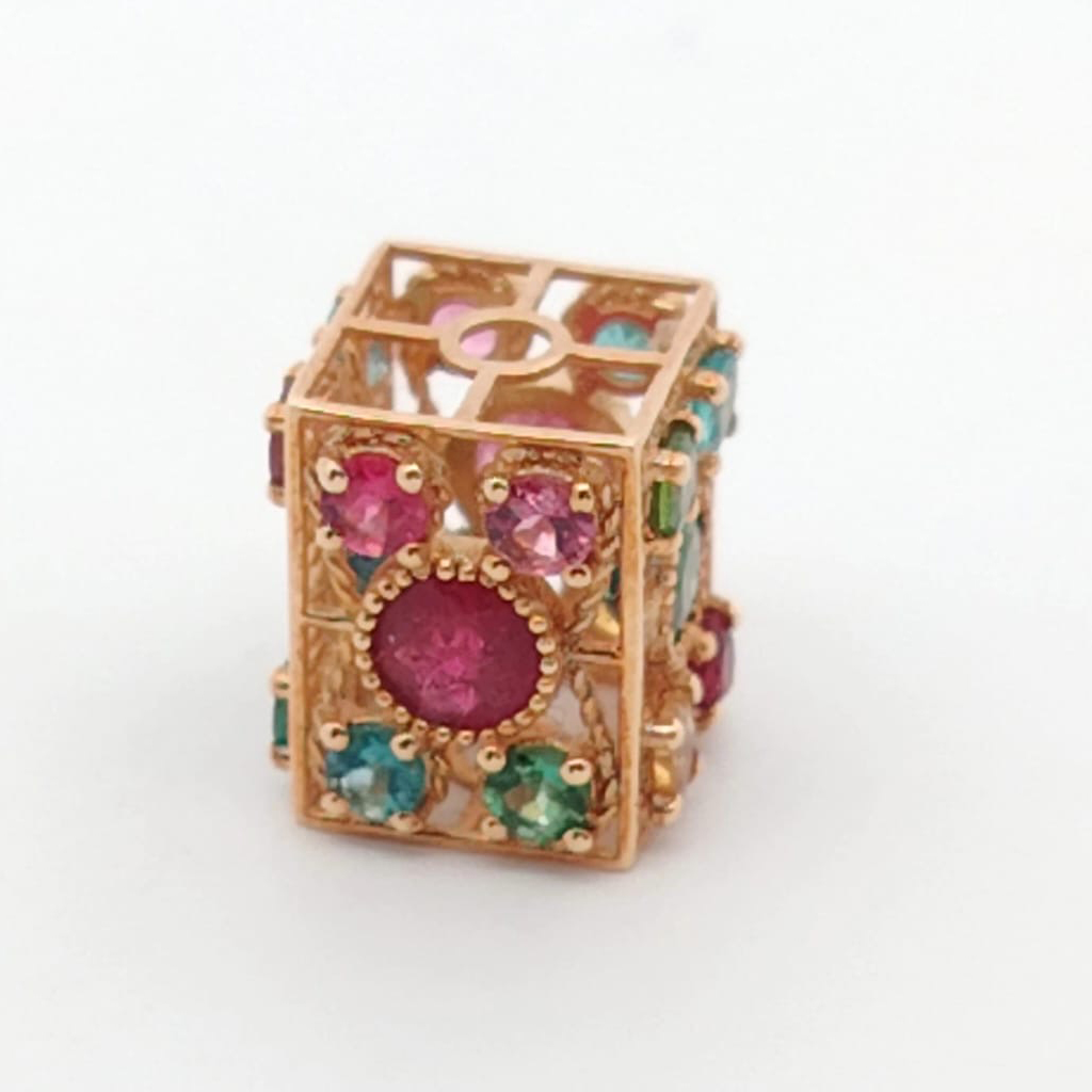 18K Yellow Gold Multicolour Tourmaline Pendant/Charm (POT00029)