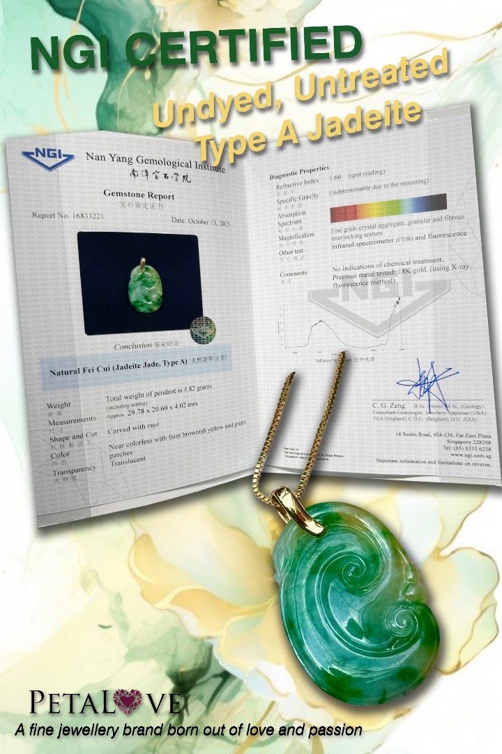 18K Yellow Gold Ruyi Yellow Green 黃加綠 Jade Pendant (PJA01288)