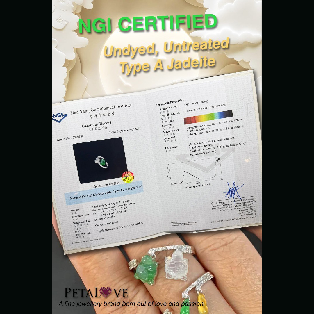 18K White Gold Tortoise Jade Ring (PJA01275)