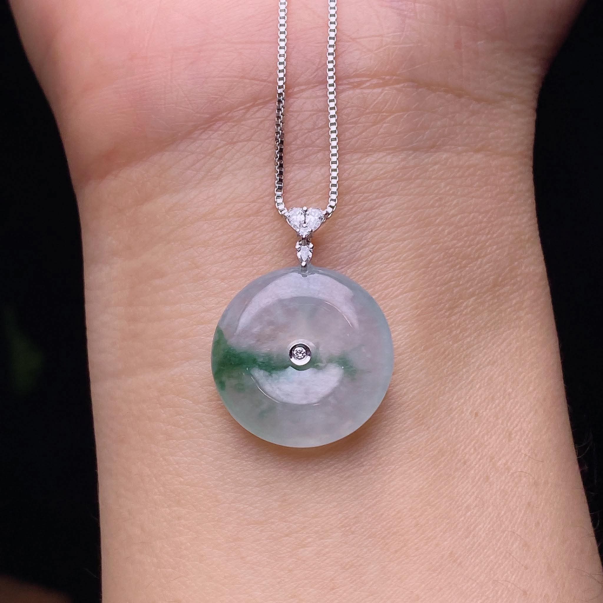 18K White Gold Icy Colorless Safety Coin Pendant (PJA01206)