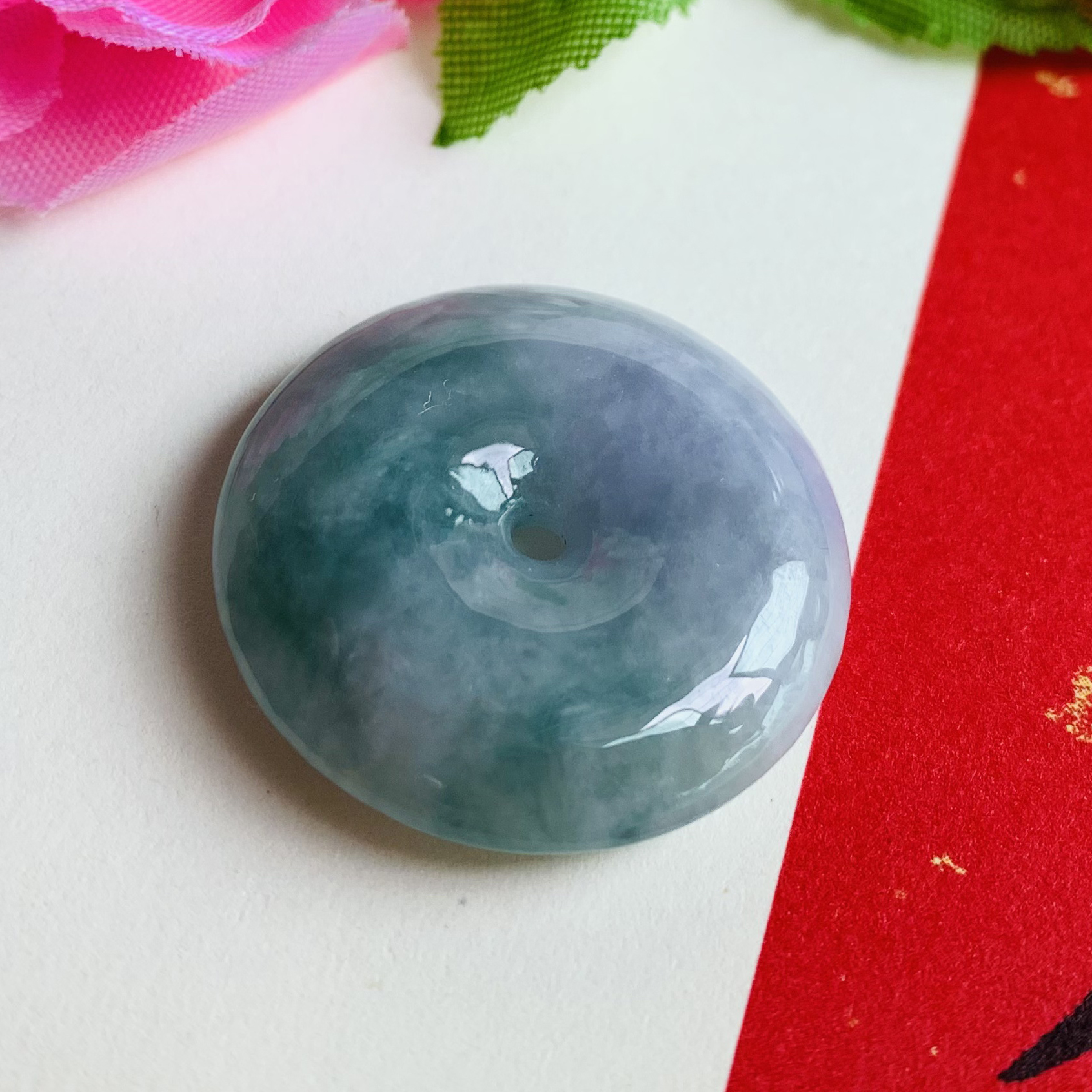  Lavender Green Safety Coin Pendant (PJA00585)