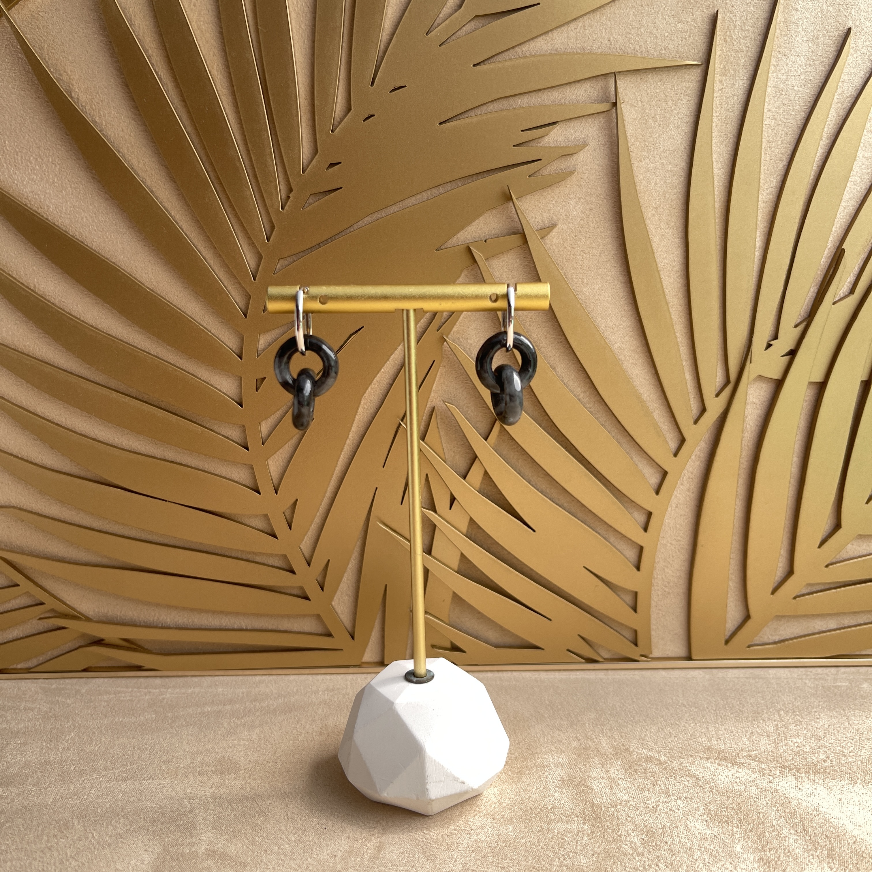 Interlocking Double Hoops Jadeite Earrings (PJA00279)