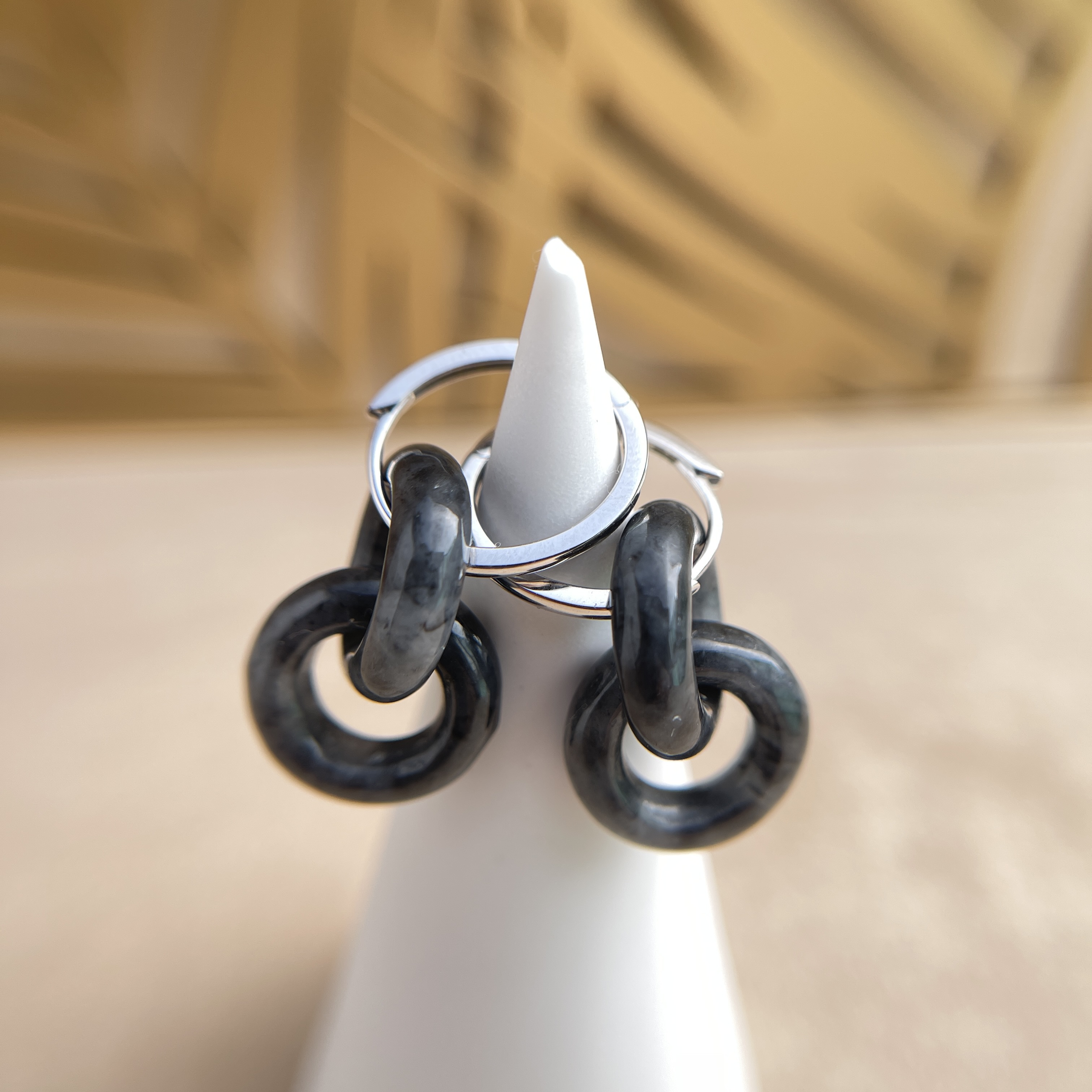 Interlocking Double Hoops Jadeite Earrings (PJA00279)