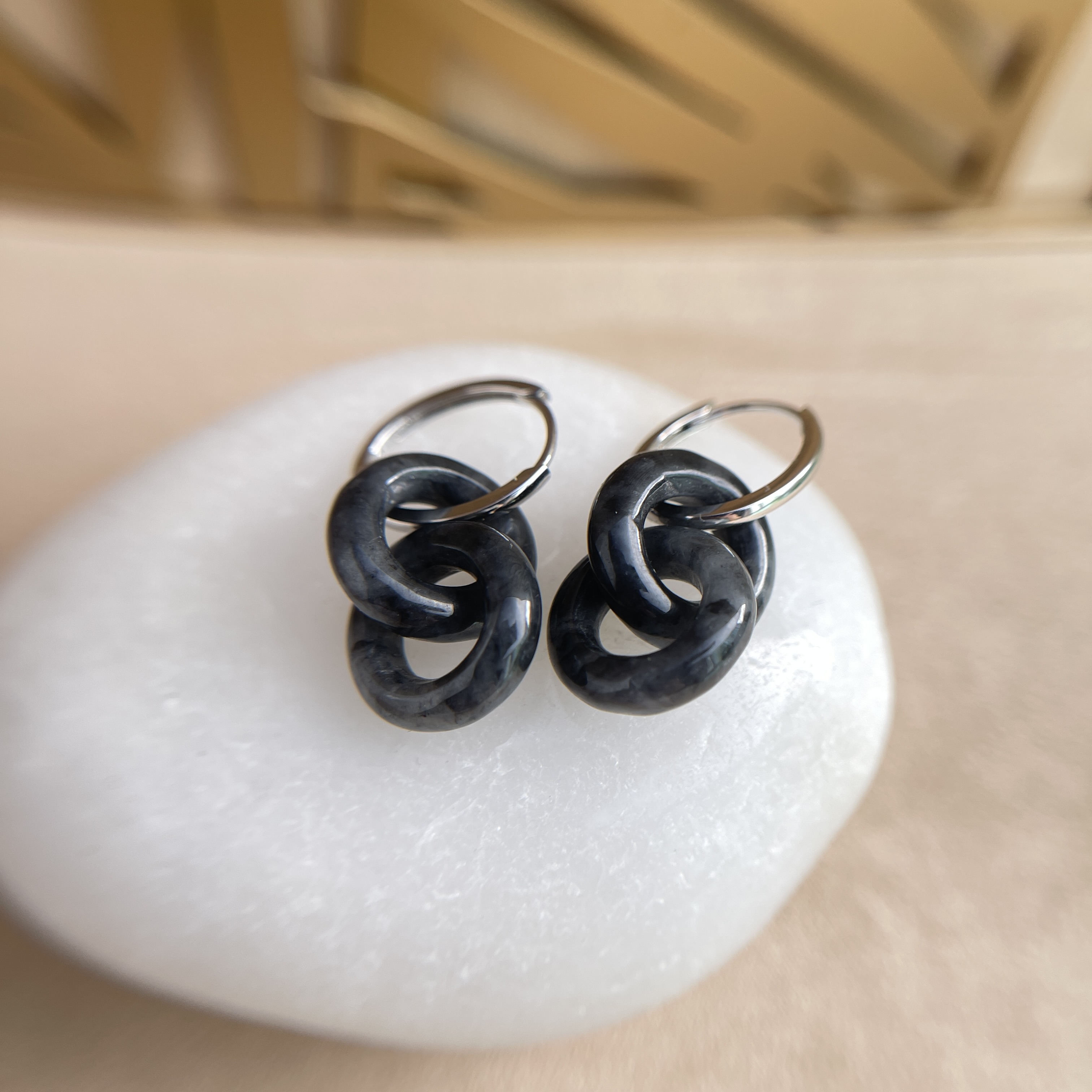 Interlocking Double Hoops Jadeite Earrings (PJA00279)