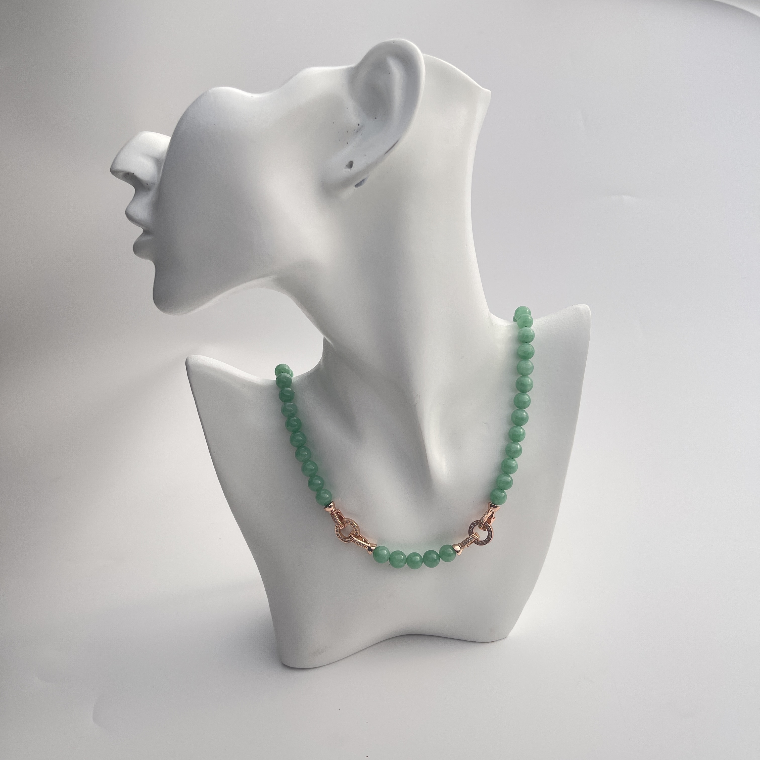 Green Jadeite Beads Necklace (PJA00312)