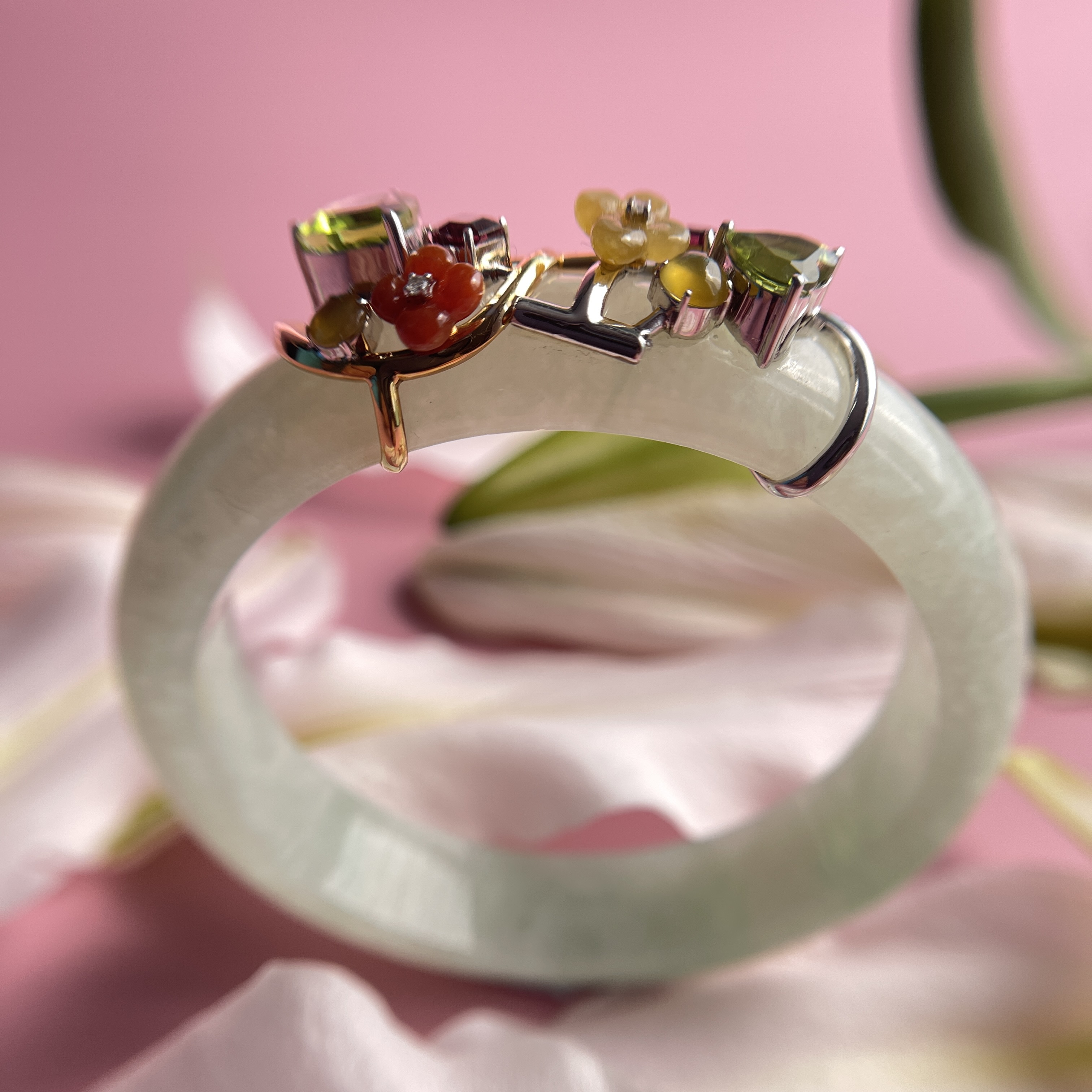 18K White Gold Trapezium Jade Pendant  (PJA00054)