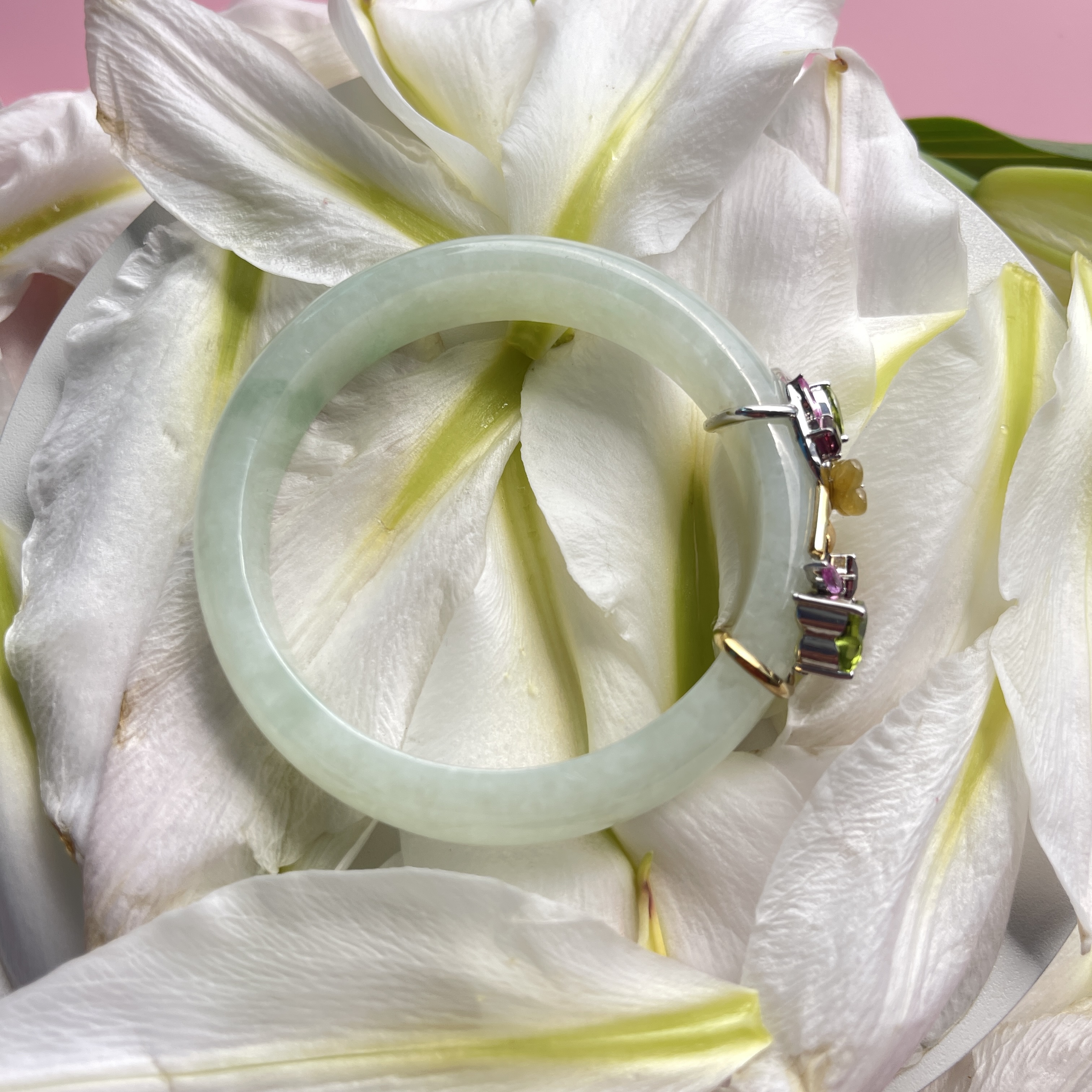 18K White Gold Trapezium Jade Pendant  (PJA00054)