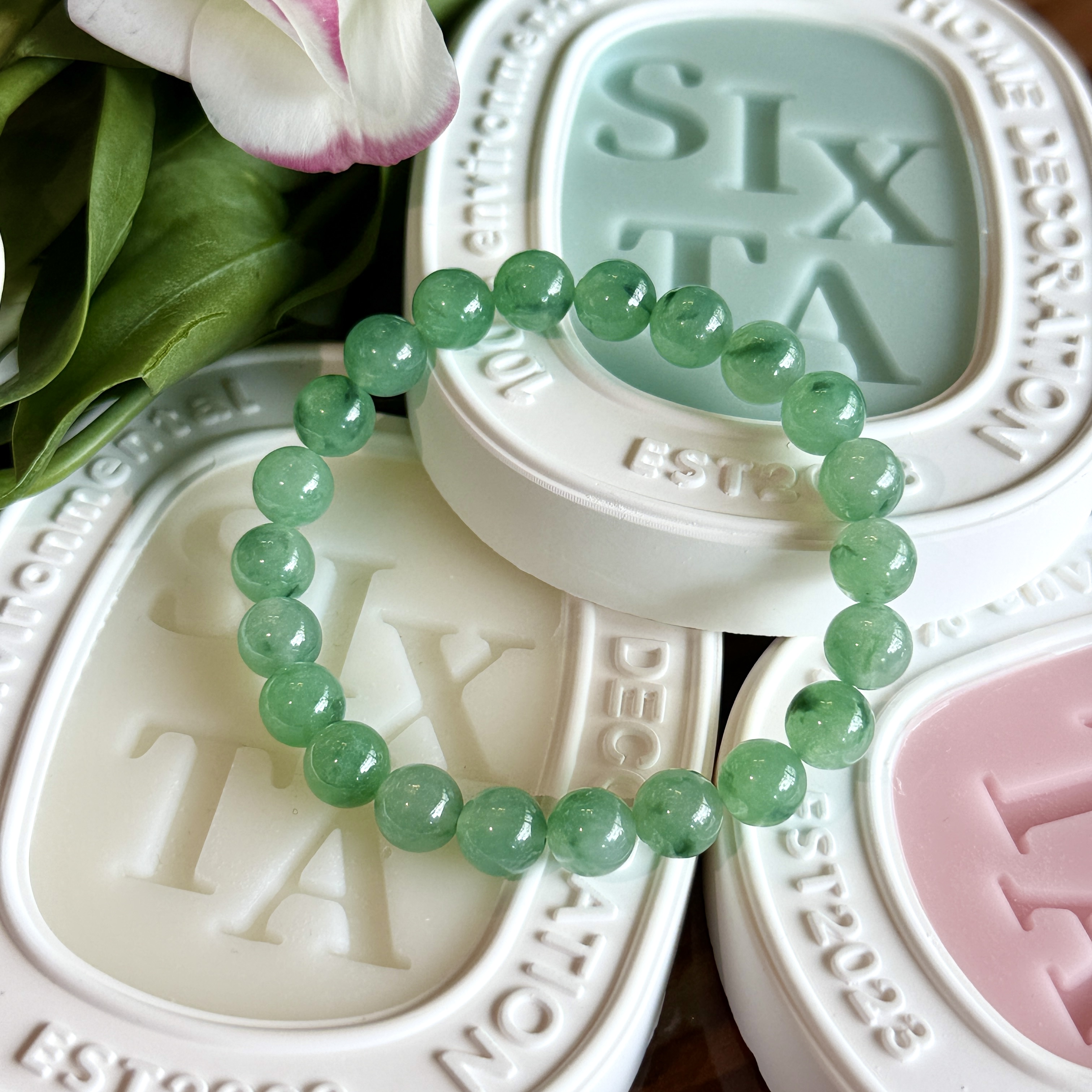 Icy Bluish Green Jade Bracelets (PJA00825)
