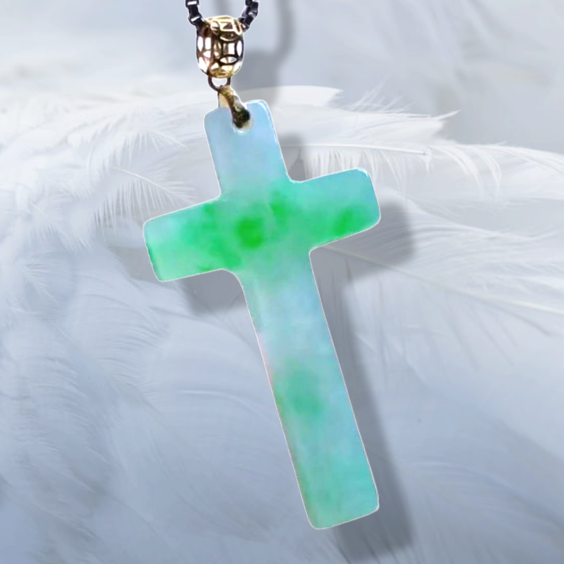 Mint Green Jadeite Cross Charm (PJA00198)