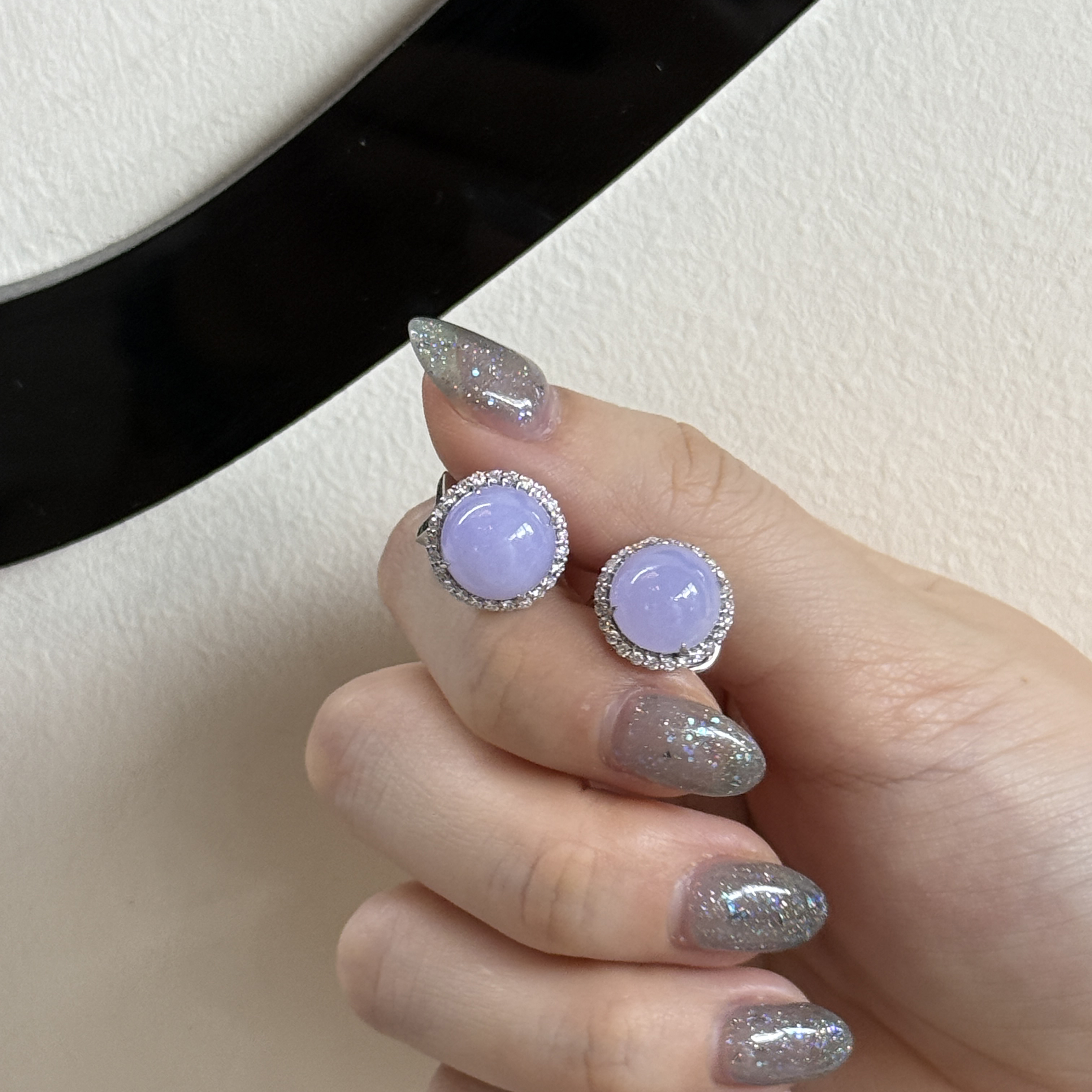 18k White Gold Lavender Jade Earrings (PJA00813B)