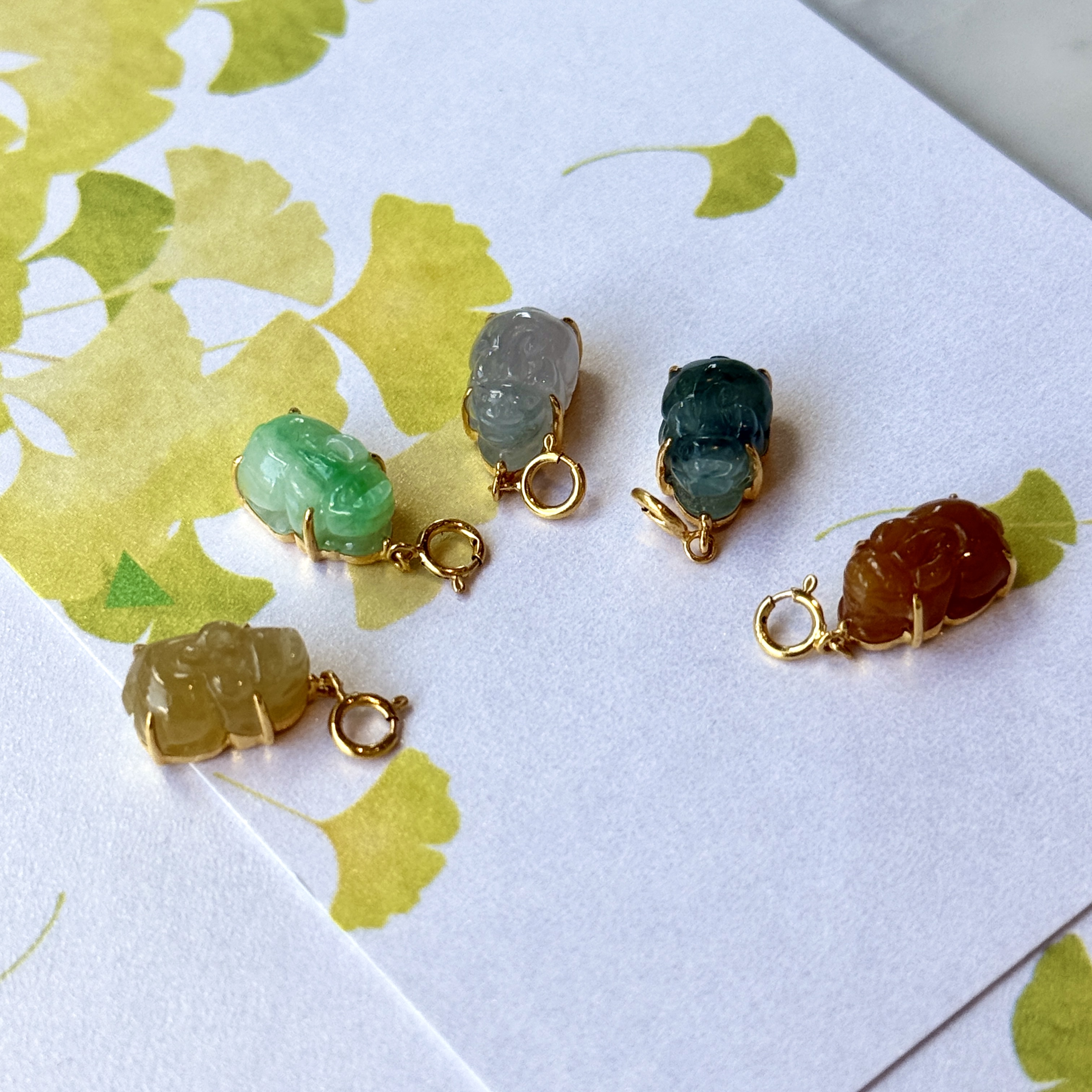 18K Yellow Gold Multi-Colored Pixiu Charms (PJA01149)