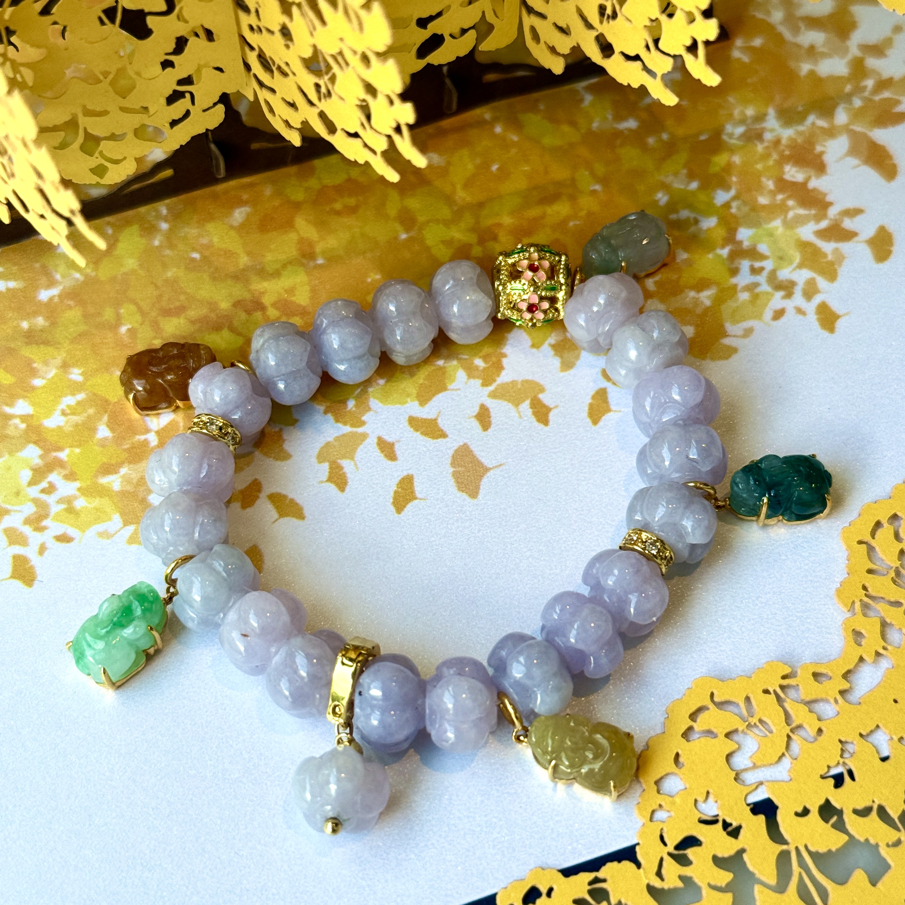 18K Yellow Gold Multi-Colored Pixiu Charms (PJA01149)