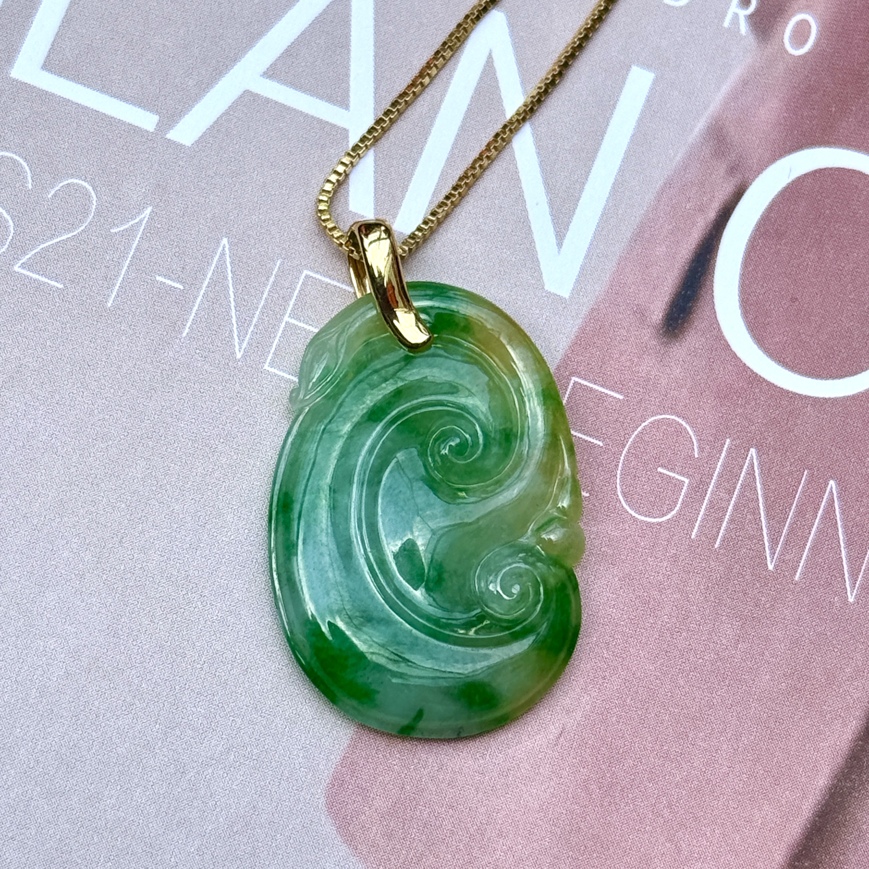 18K Yellow Gold Ruyi Yellow Green 黃加綠 Jade Pendant (PJA01288)