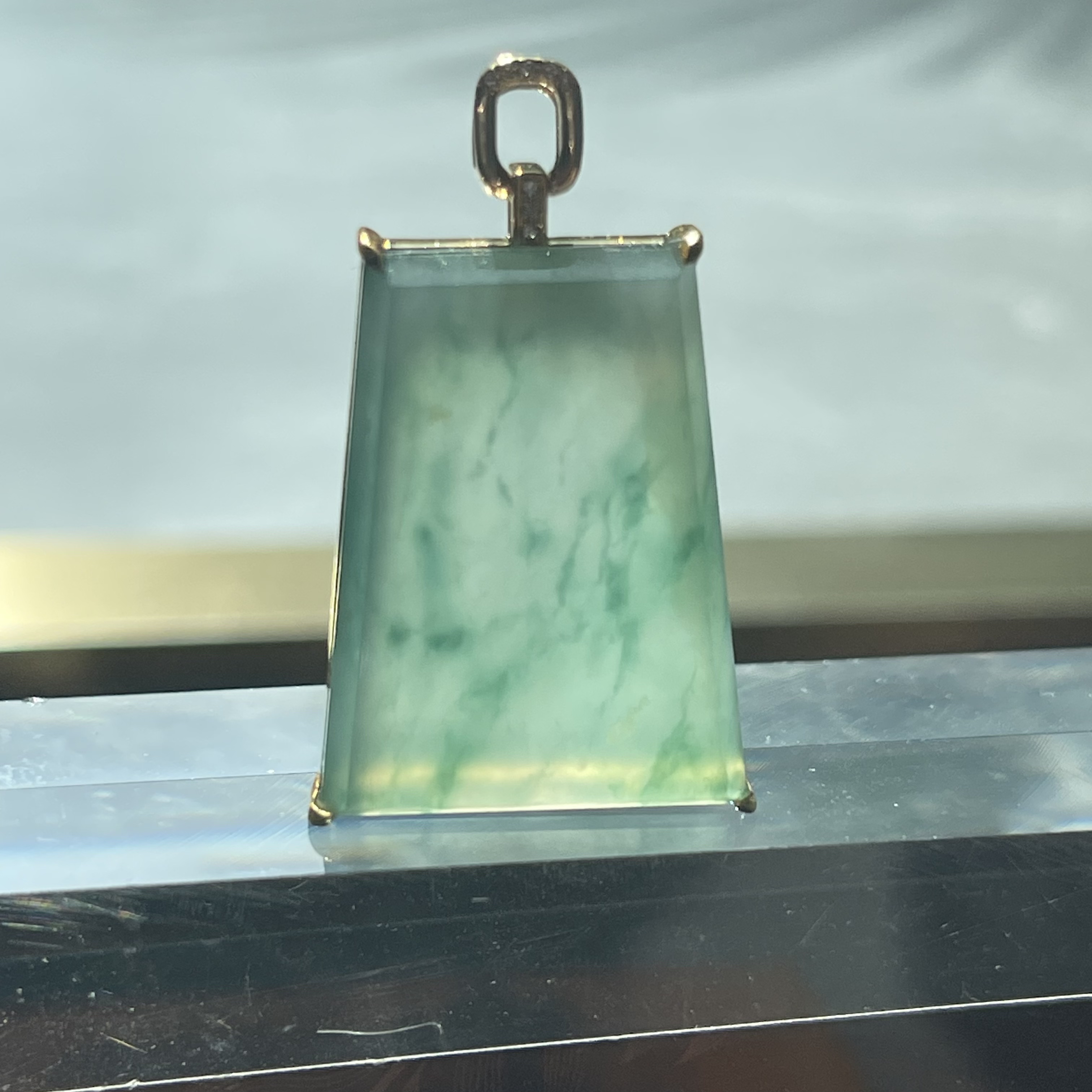 18K Yellow Gold Trapezoid Faceted Pendant  (PJA00403)