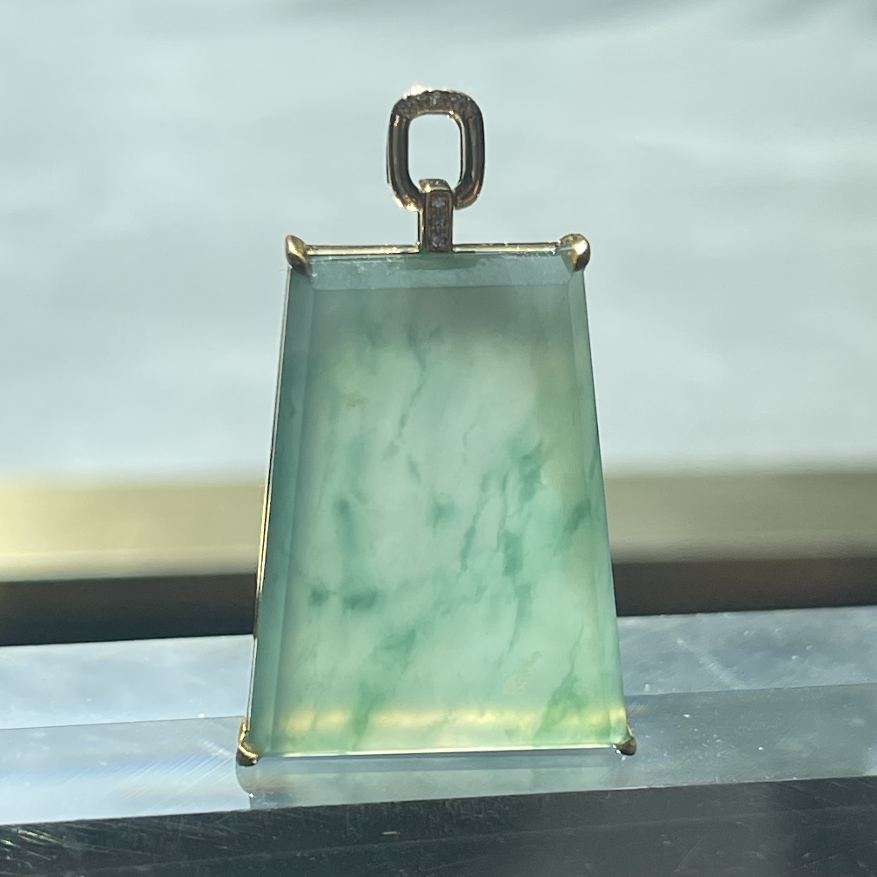 18K Yellow Gold Trapezoid Faceted Pendant  (PJA00403)