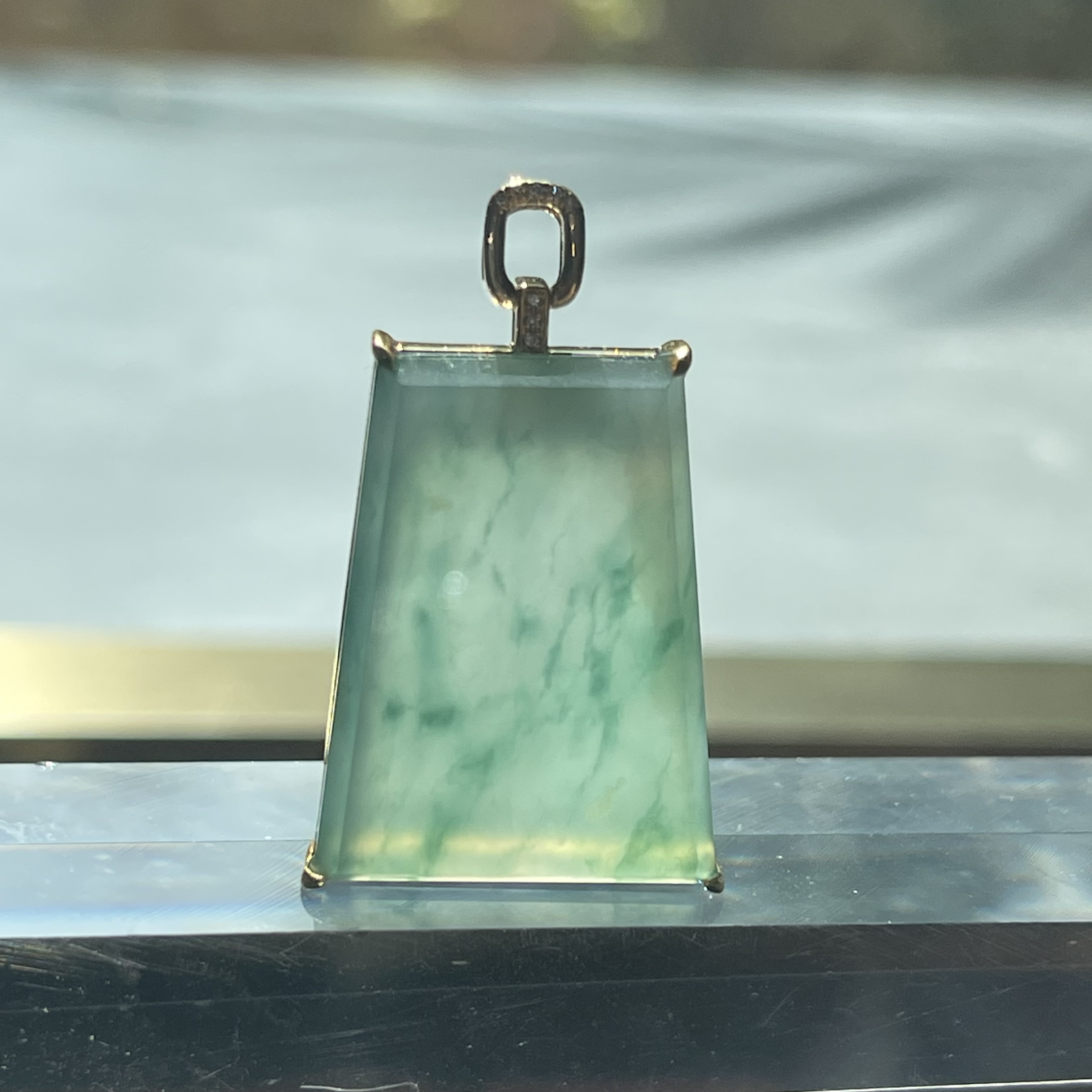 18K Yellow Gold Trapezoid Faceted Pendant  (PJA00403)