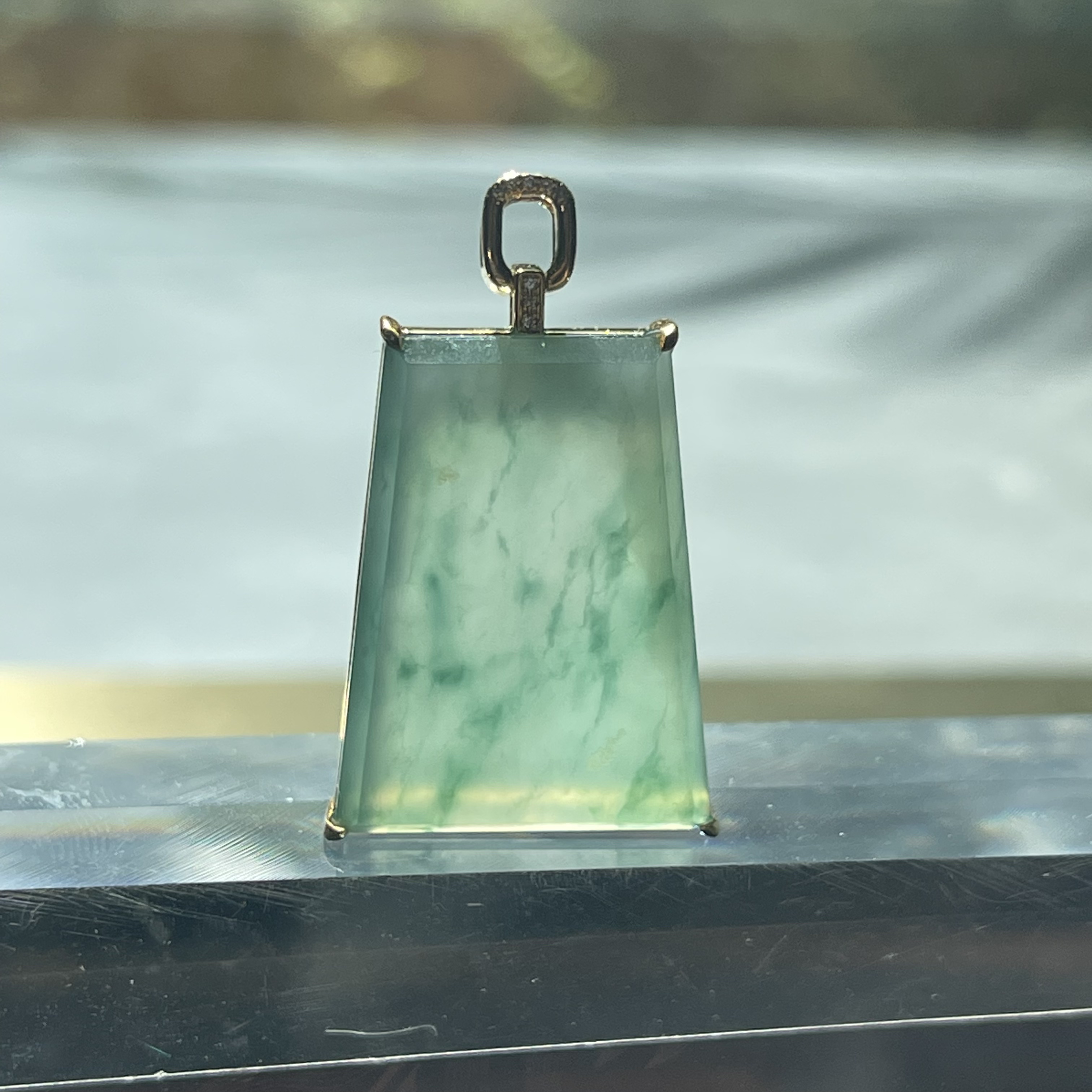 18K Yellow Gold Trapezoid Faceted Pendant  (PJA00403)