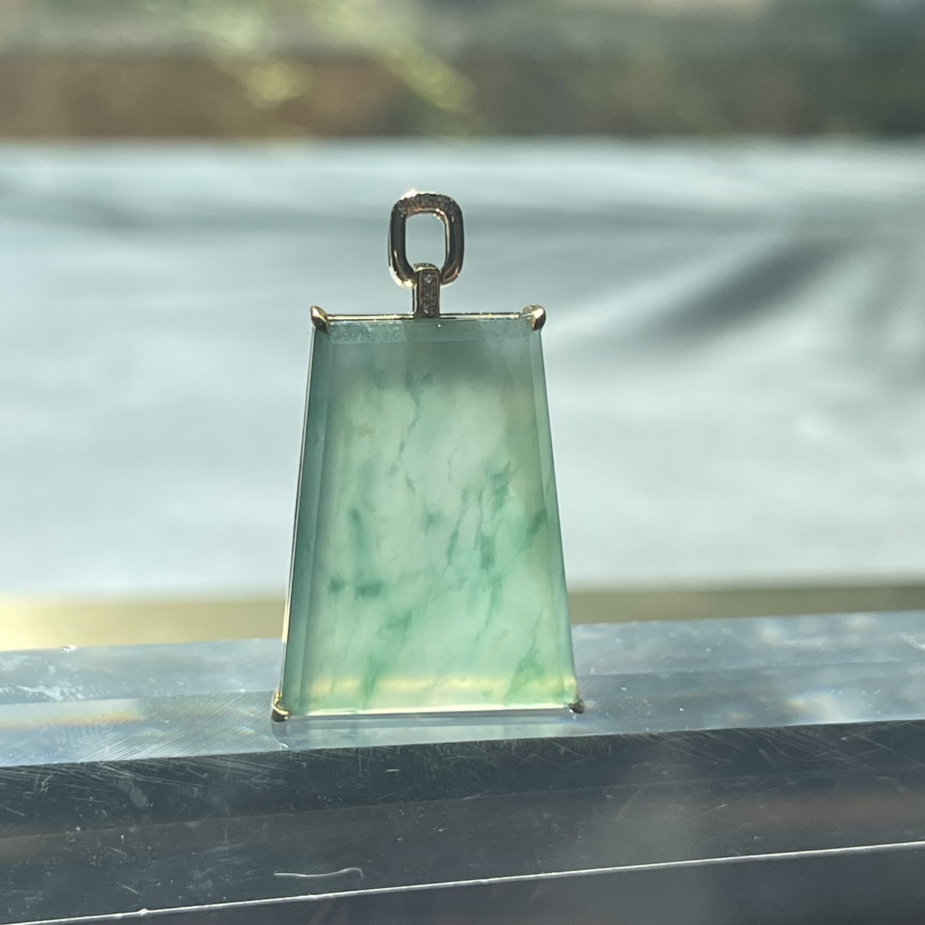 18K Yellow Gold Trapezoid Faceted Pendant  (PJA00403)