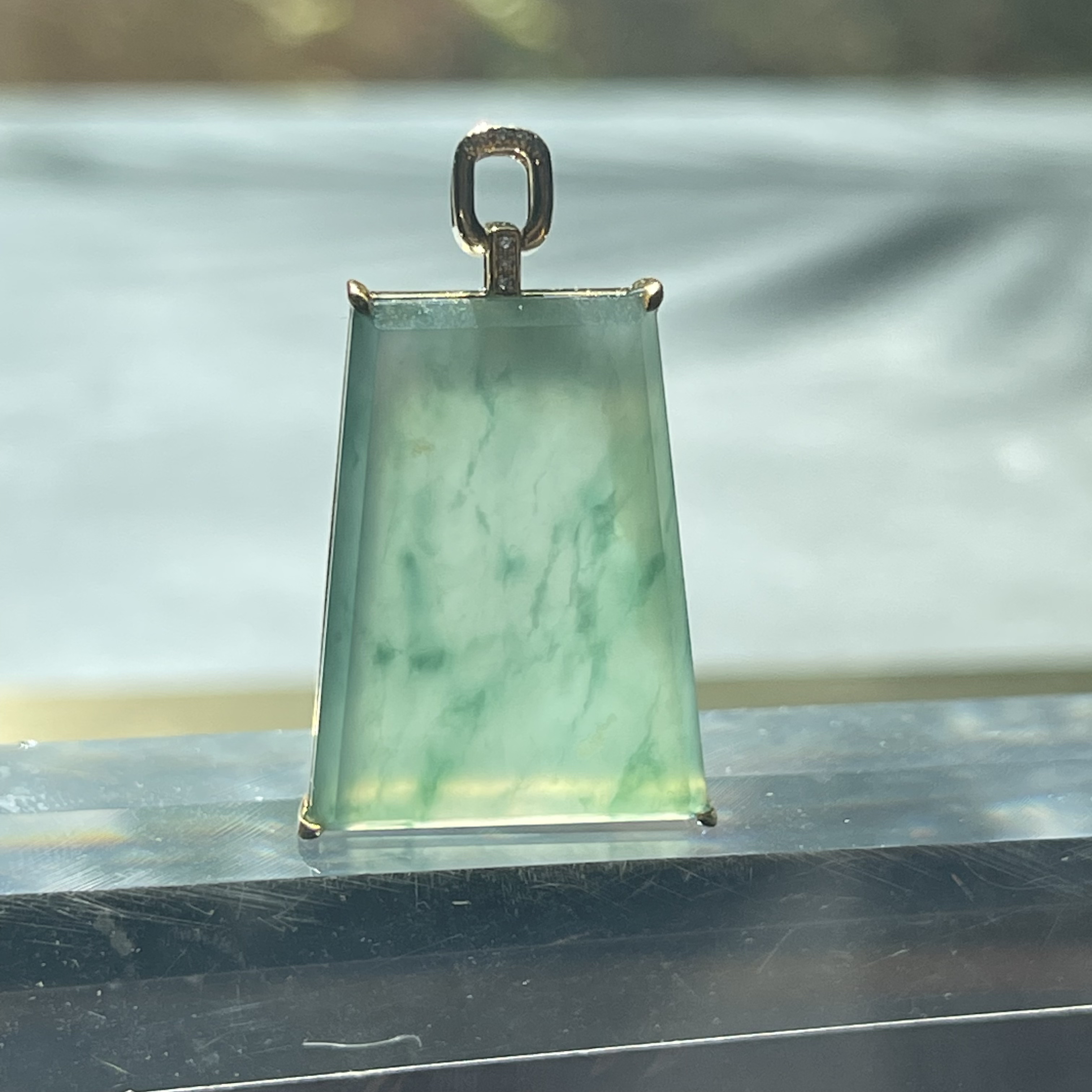 18K Yellow Gold Trapezoid Faceted Pendant  (PJA00403)