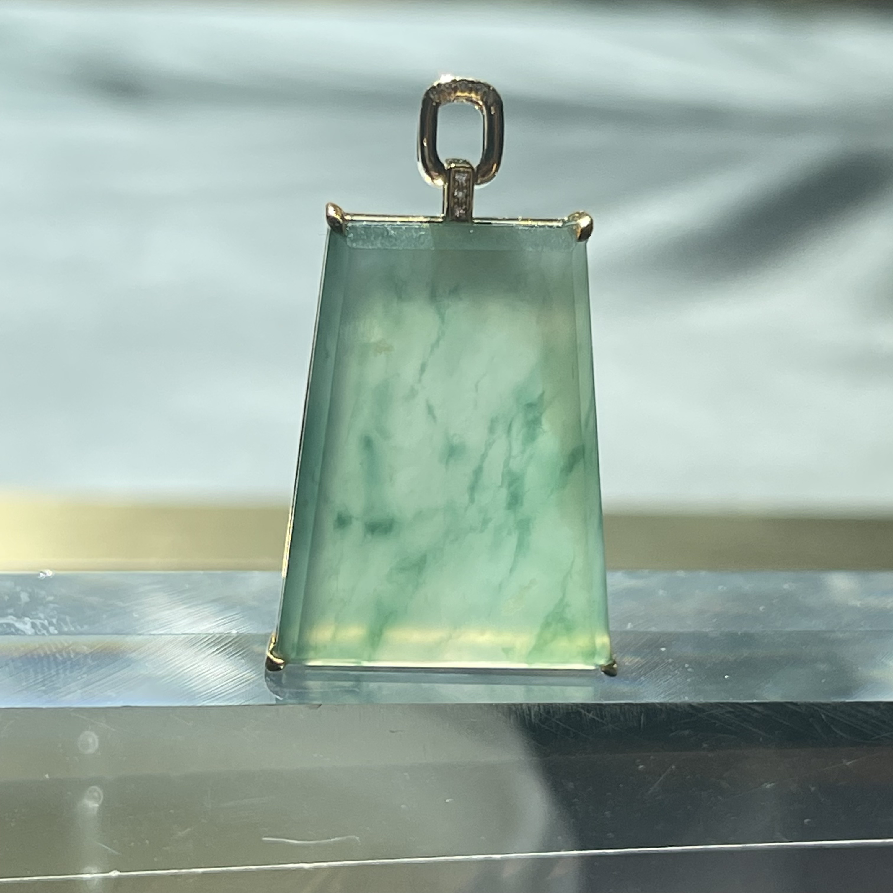 18K Yellow Gold Trapezoid Faceted Pendant  (PJA00403)