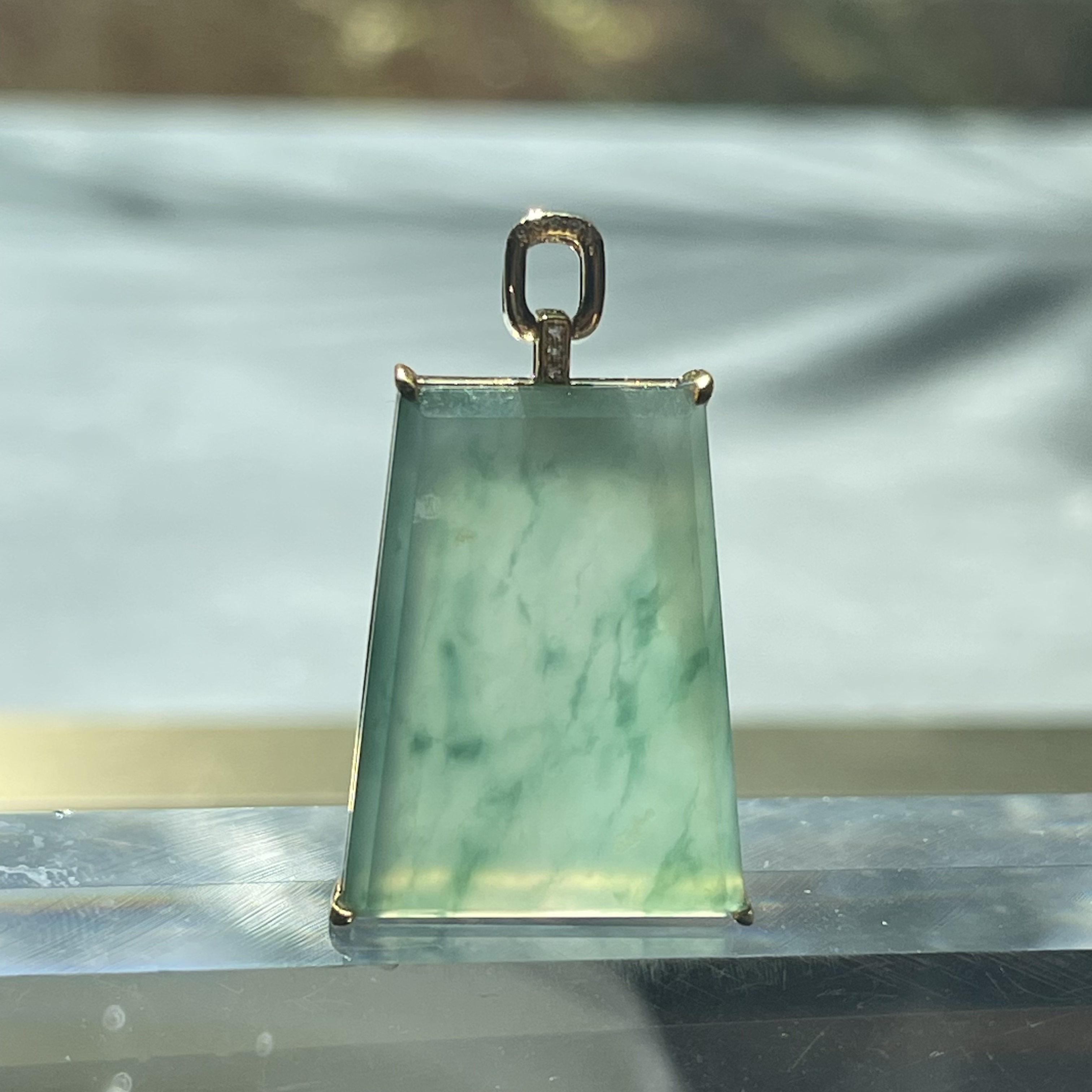 18K Yellow Gold Trapezoid Faceted Pendant  (PJA00403)