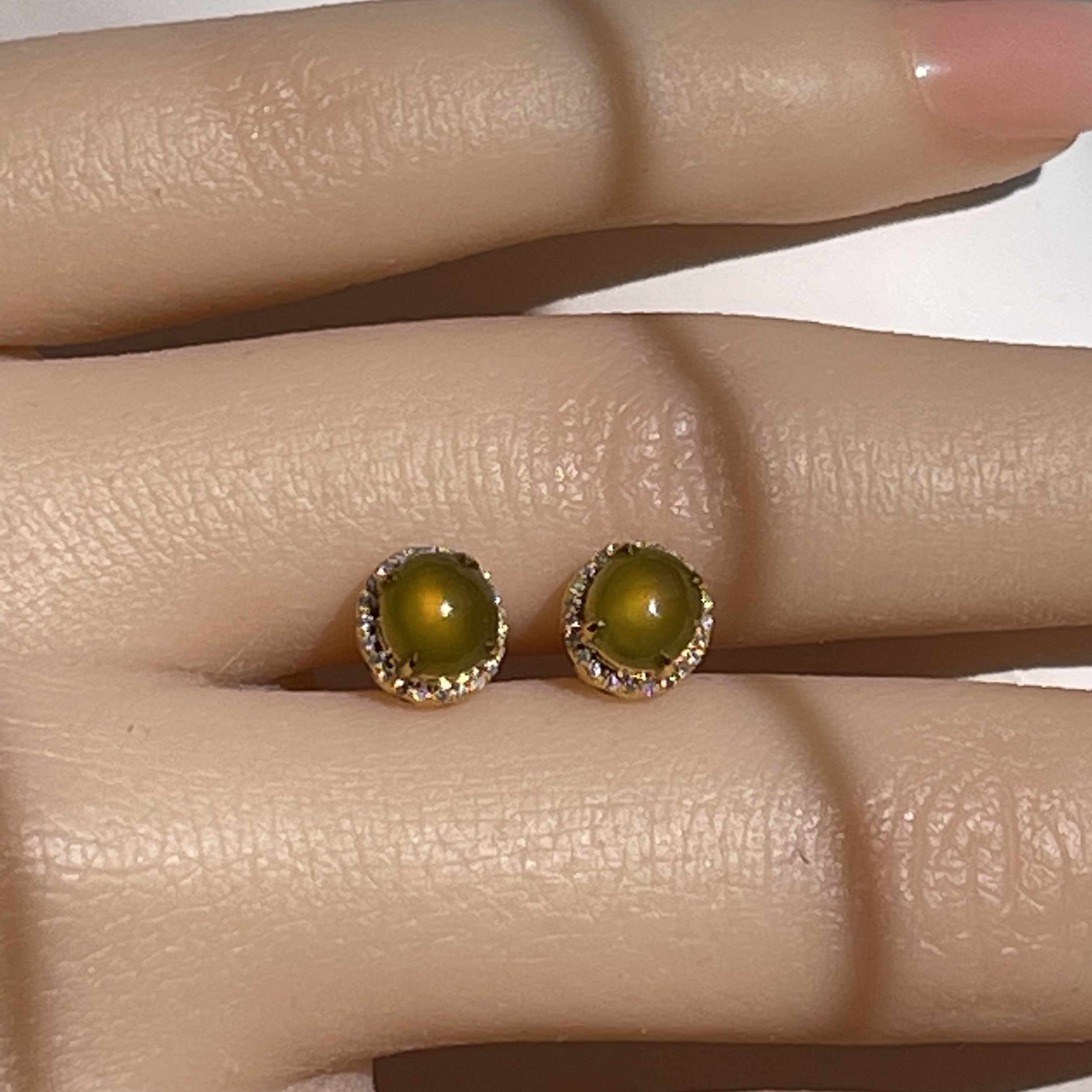 18K White Gold Golden Jade Earrings (PJA00318)