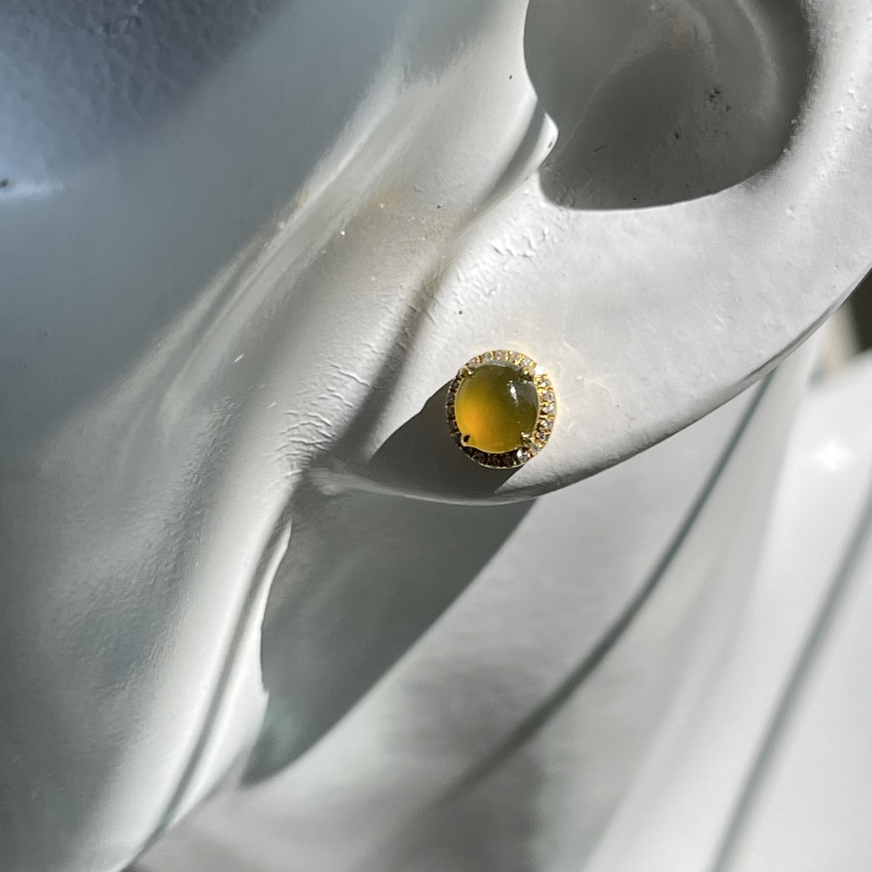 18K White Gold Golden Jade Earrings (PJA00318)