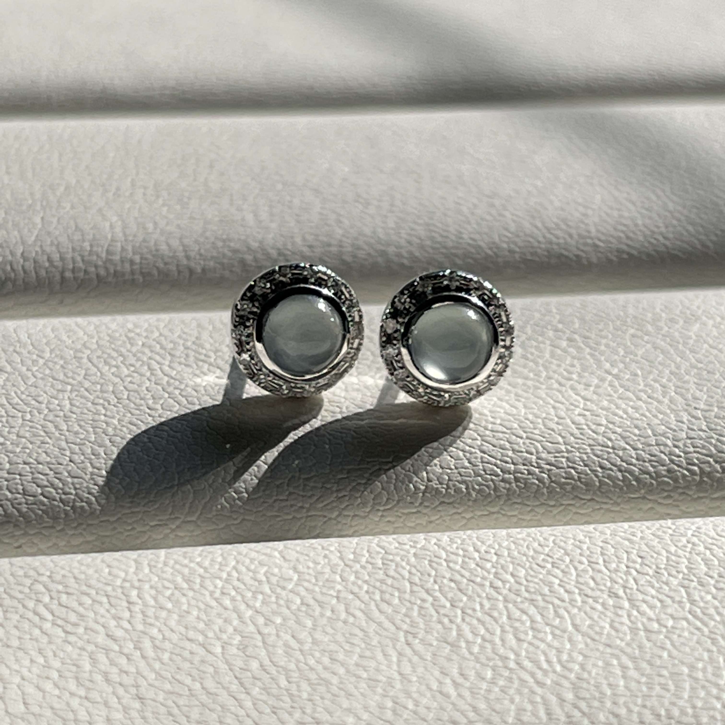 18K White Gold Light Blue Jade Earrings (PJA00413)