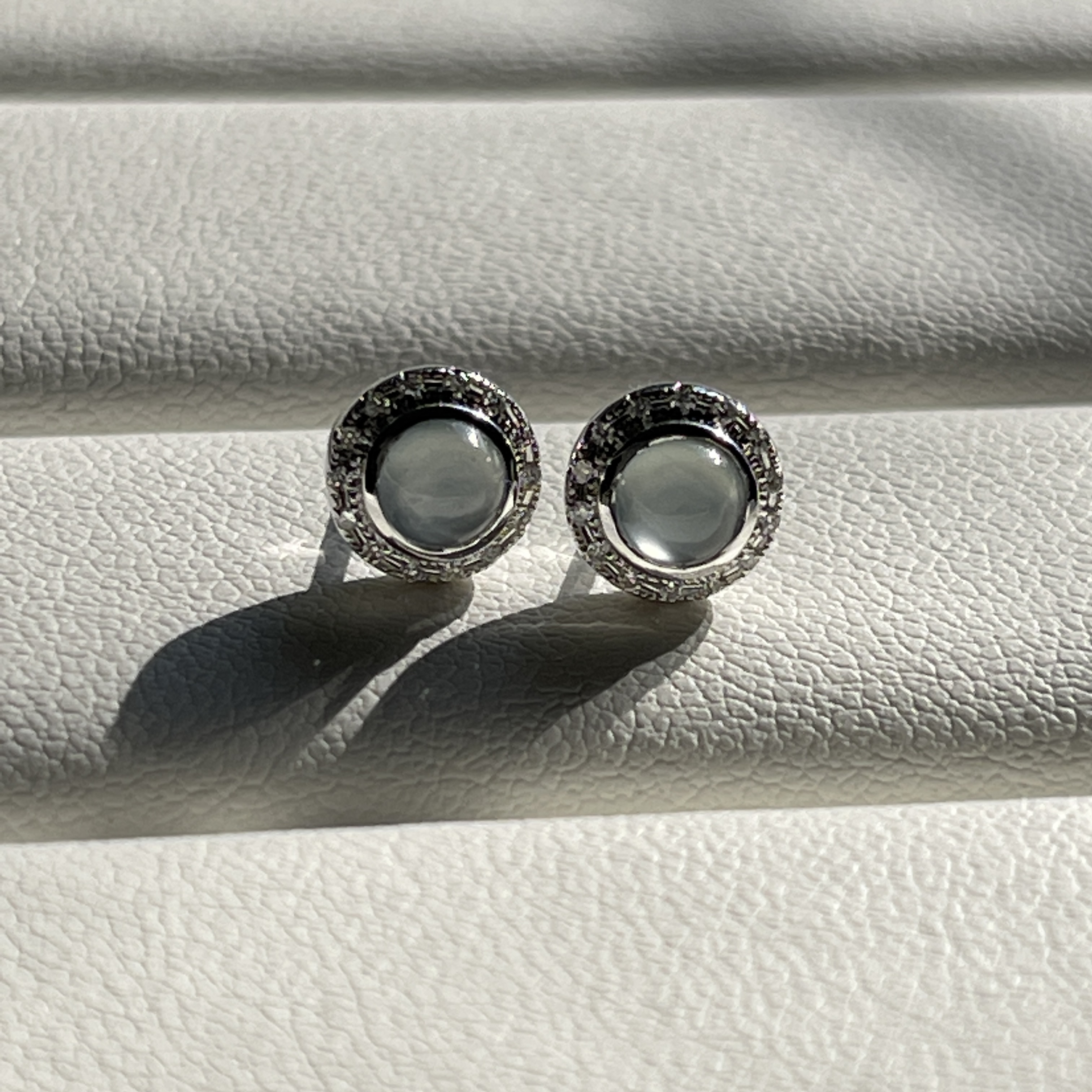 18K White Gold Light Blue Jade Earrings (PJA00413)