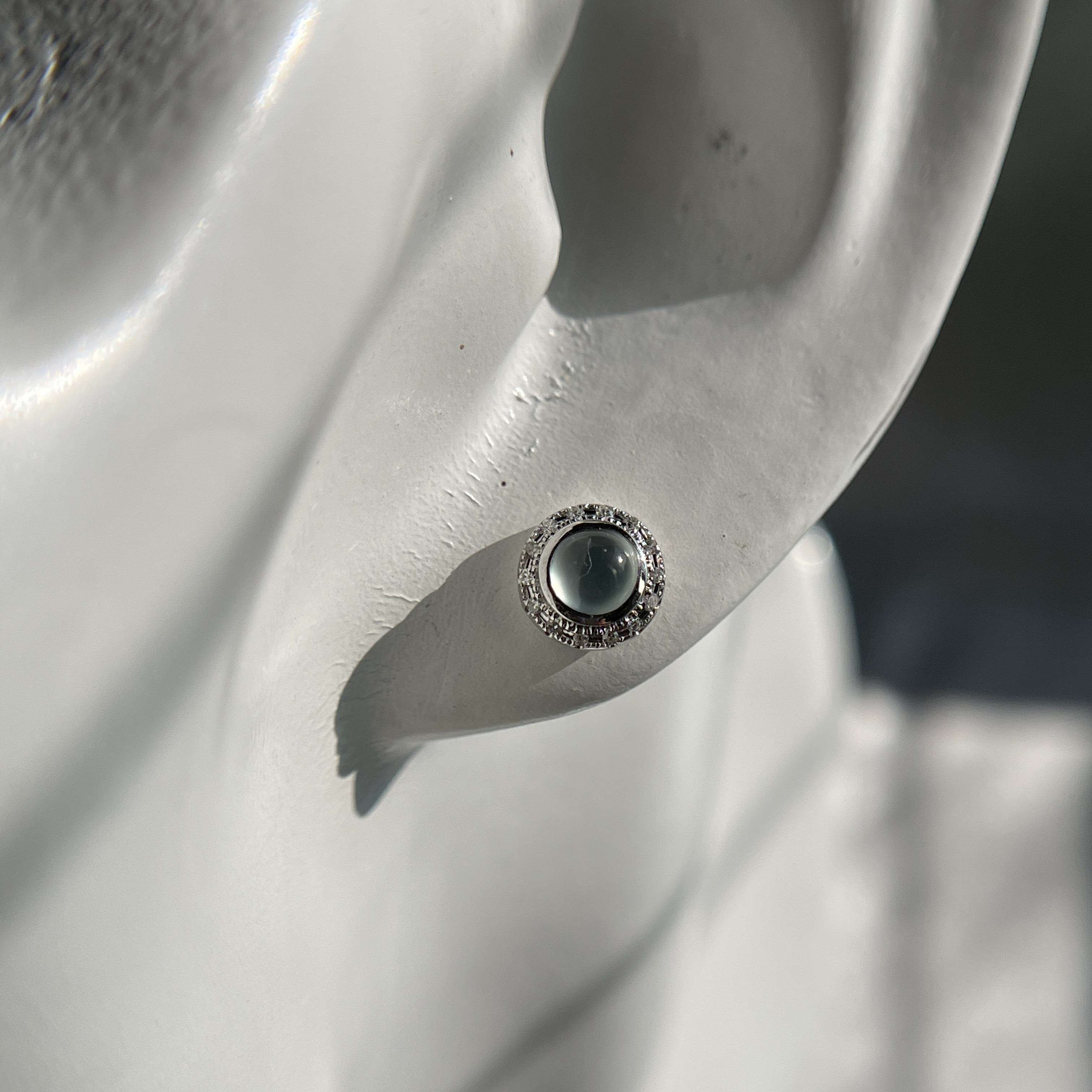 18K White Gold Light Blue Jade Earrings (PJA00413)