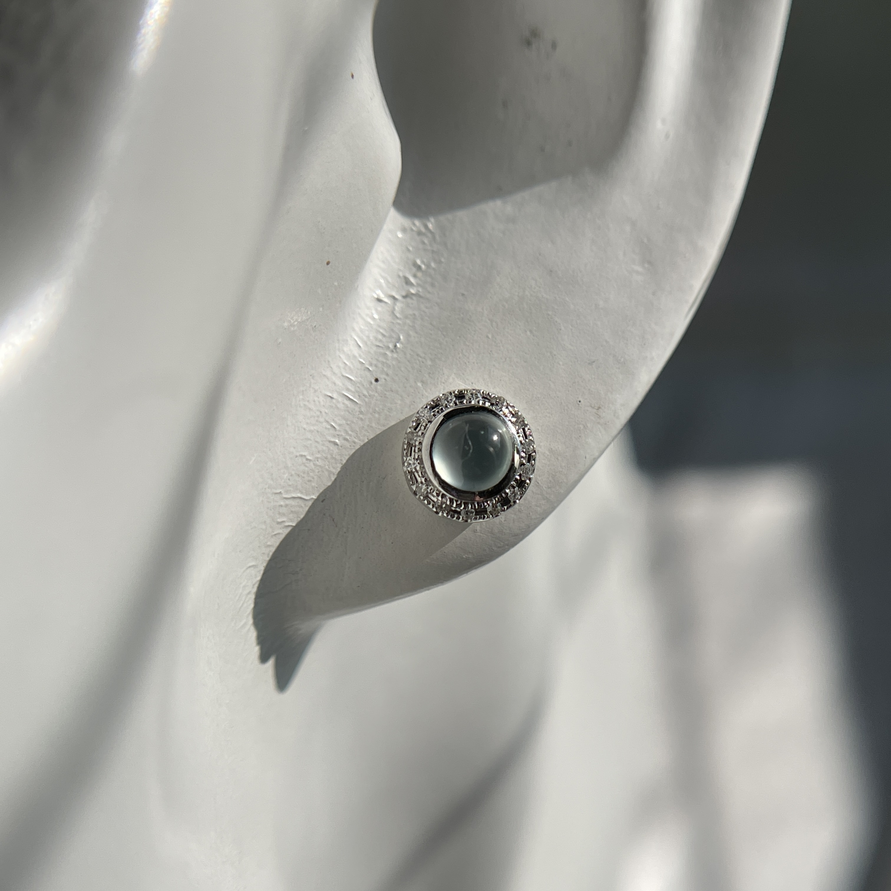 18K White Gold Light Blue Jade Earrings (PJA00413)